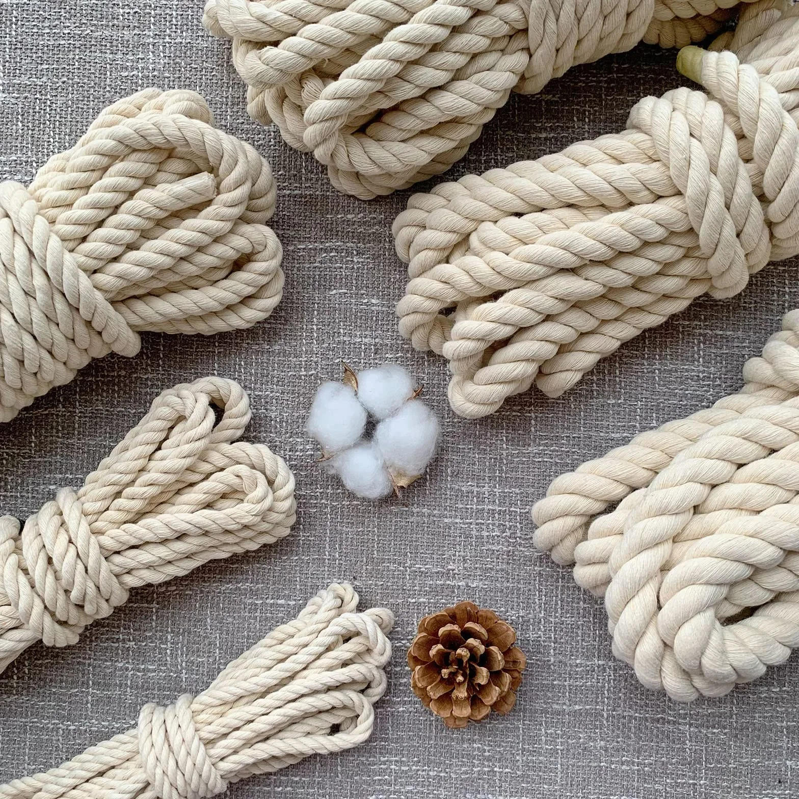Lina bawełniana, gruba lina, biała lina, pętla, miękka lina, 6 mm, do ogrodu, makramy, zestaw wieszaków na rośliny, 10 m