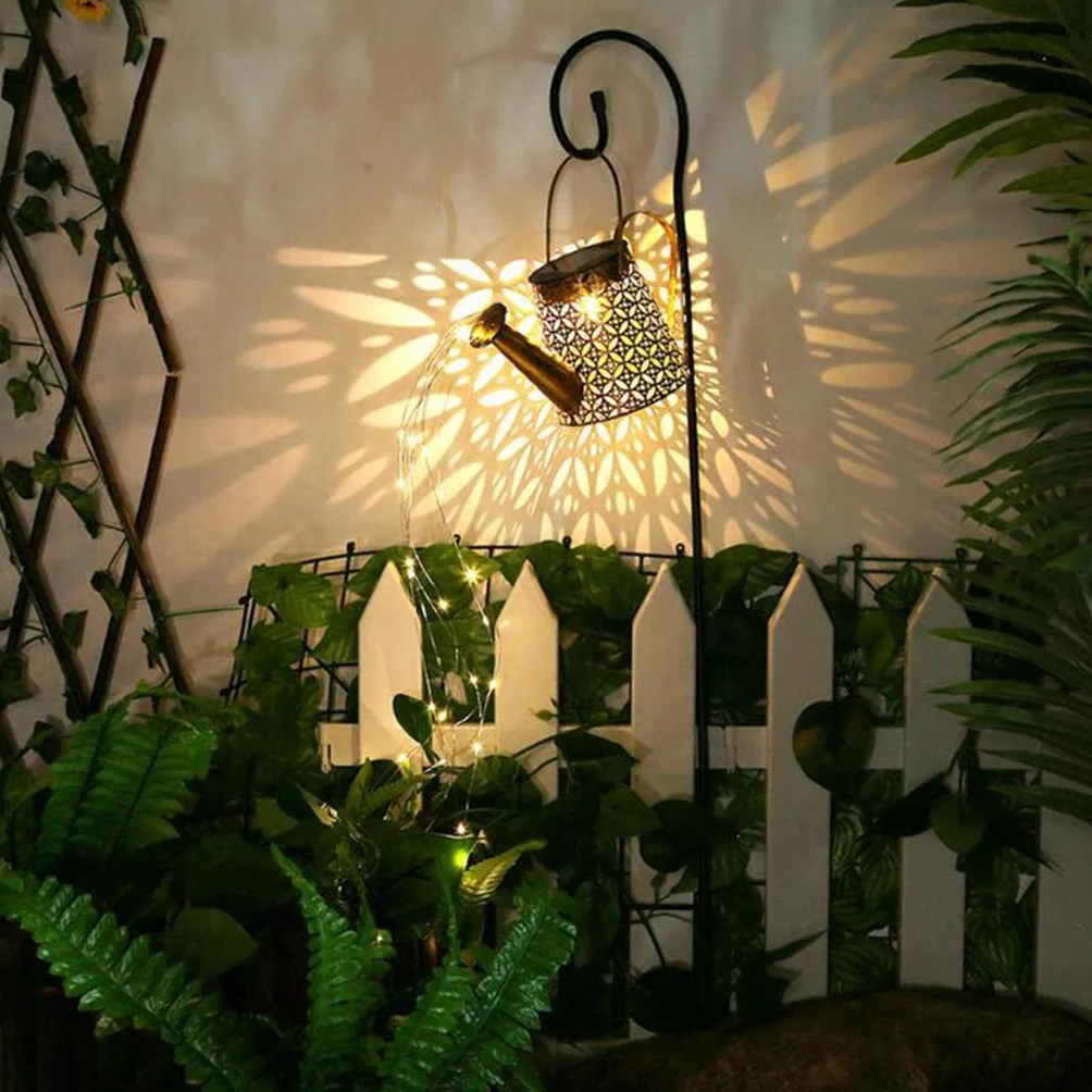 Konewka palik solarna lampa ogrodowa dekoracja podwórka lampa zewnętrzna hak w stylu G, lekka miedź + hak G