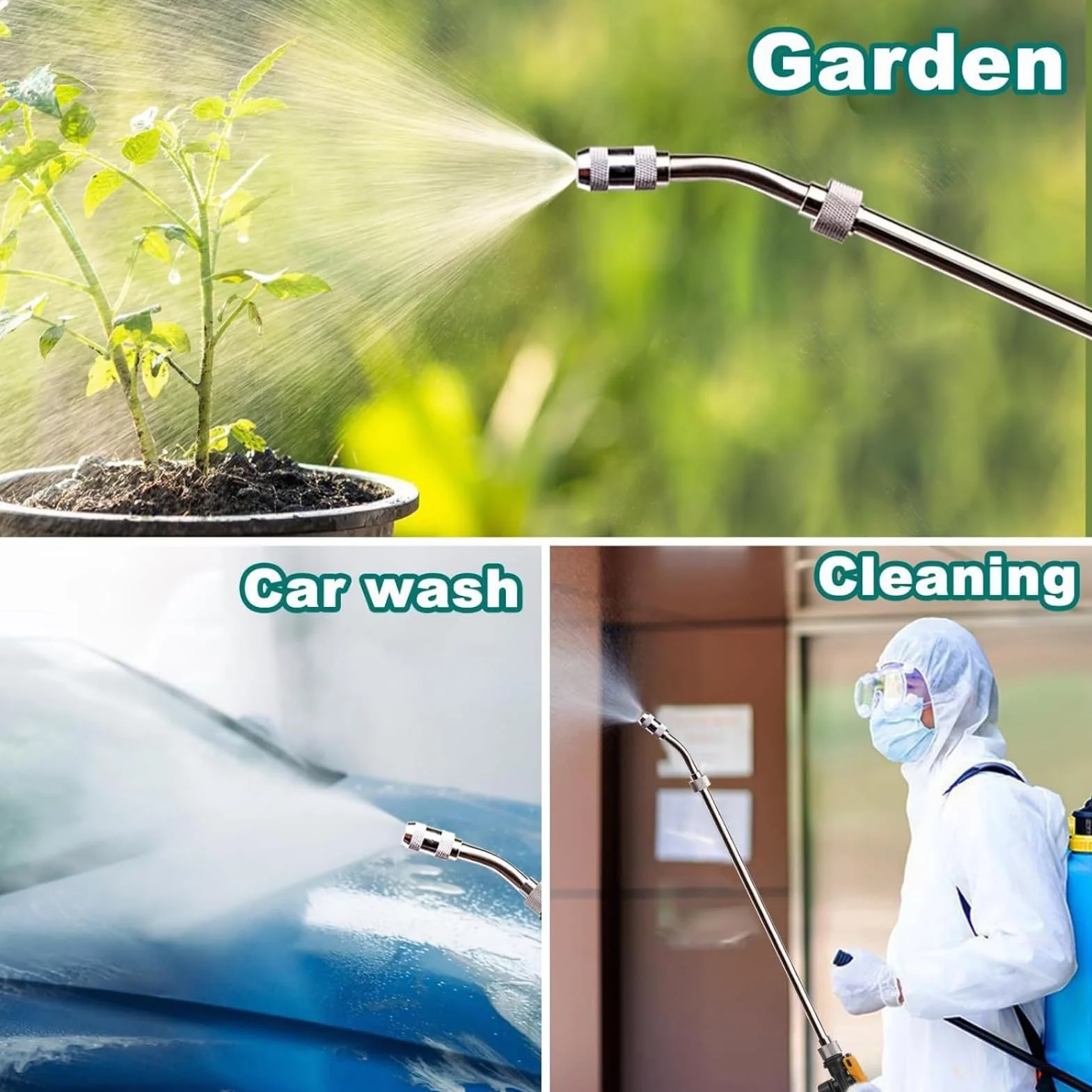 Wymienna dysza spryskiwacza do Ryobi P2800 i P2803 - 73,7 cm regulowana z blokadą spustu - Różdżka i wąż z stali nierdzewnej - pasuje do opryskiwaczy ogrodowych 18 V