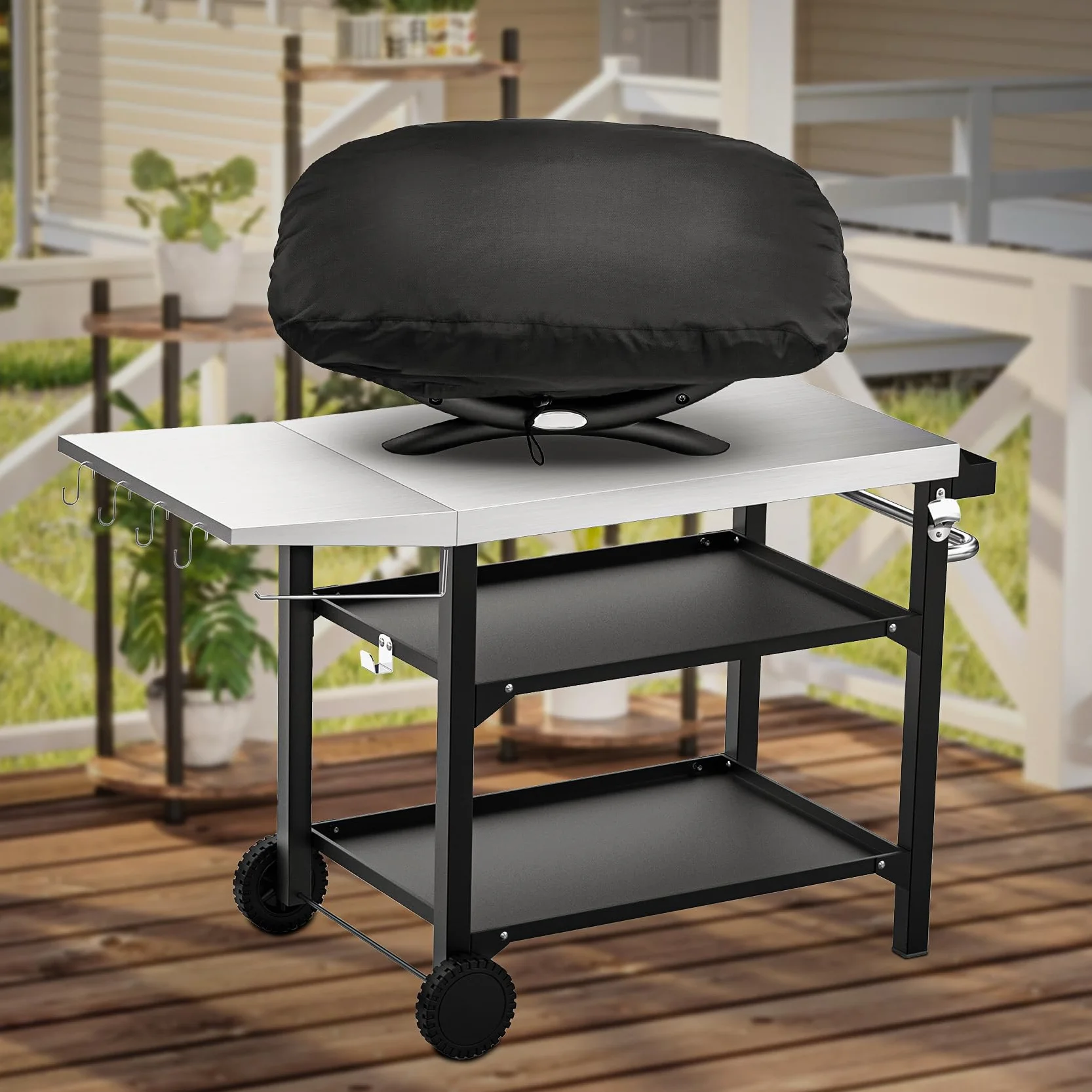 Onlyfire Pasuje do Weber Baby Q Q100 Q120 Q1000 Pokrywa Grilla Gazowego Czarna