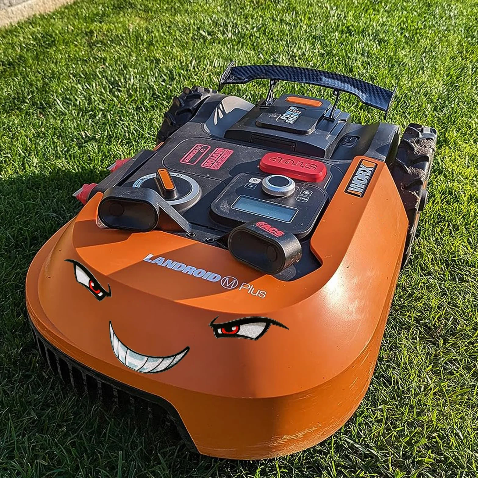 Worx Tuning dekoracyjna naklejka na robota koszącego, spojler do kosiarki Worx M500 Plus, Luba AWD, Ecovacs Goat G1, Gardena itd., akcesoria (2)