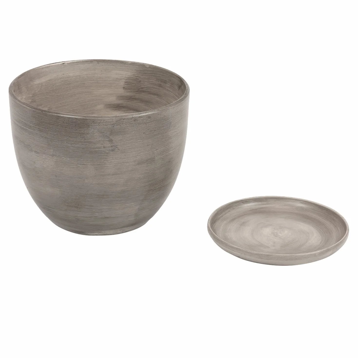 Doniczka ceramiczna Ekoceramika szara 160 mm z podstawką