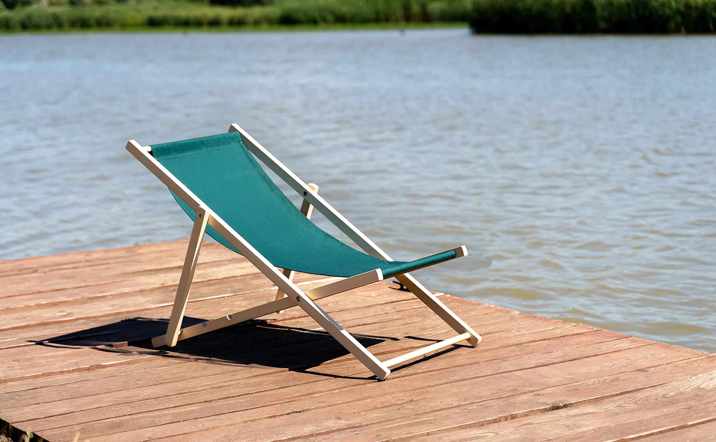 spec-wood Leżak drewniany plażowy/ogrodowy Regulowany Wytrzymały i Solidny Praktyczny Materiał Składany Łatwy w transporcie 119 cm x 58 cm Kolor Beżowy