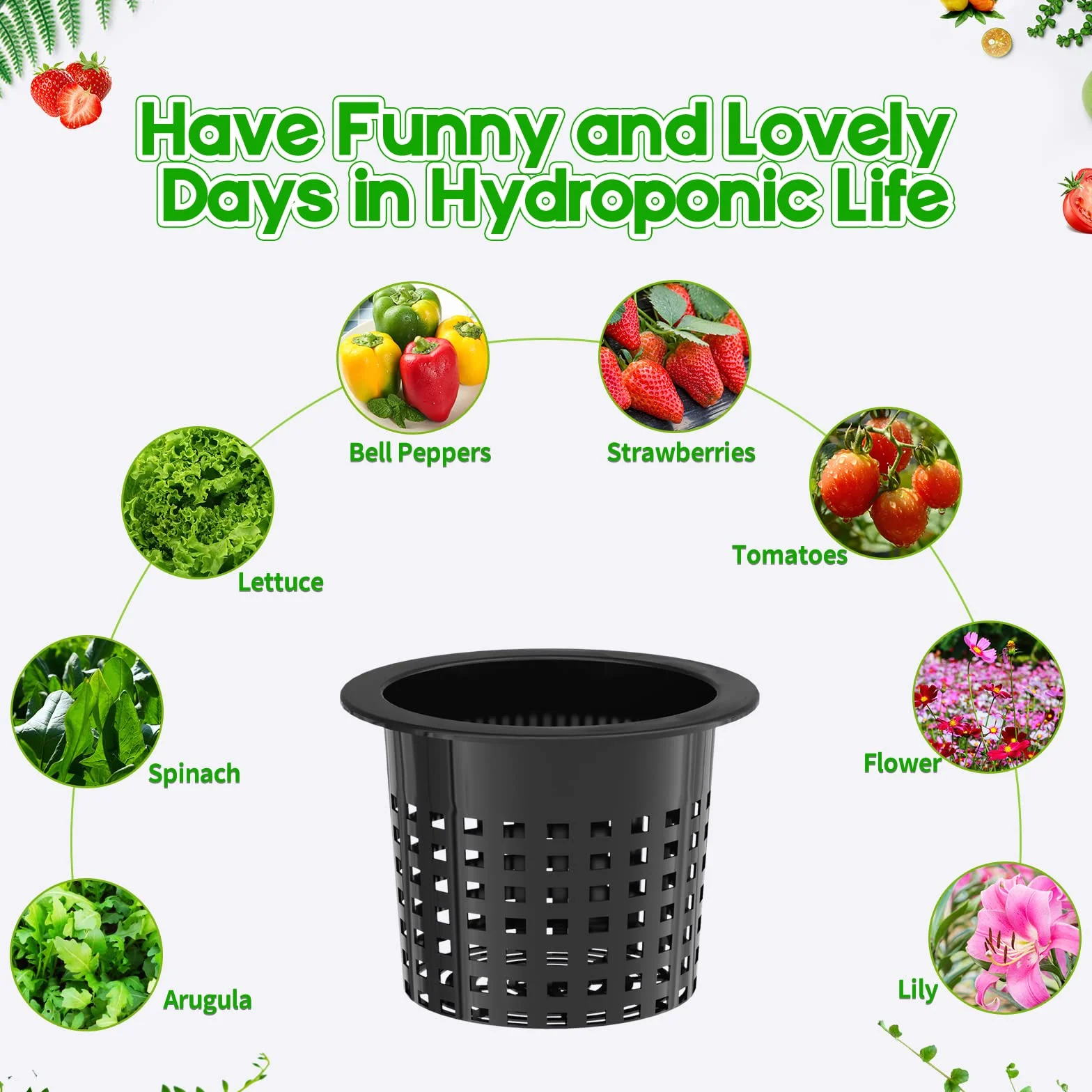 Doniczki siatkowe do hydroponiki 16 cm 12 szt. z szerokim rantem