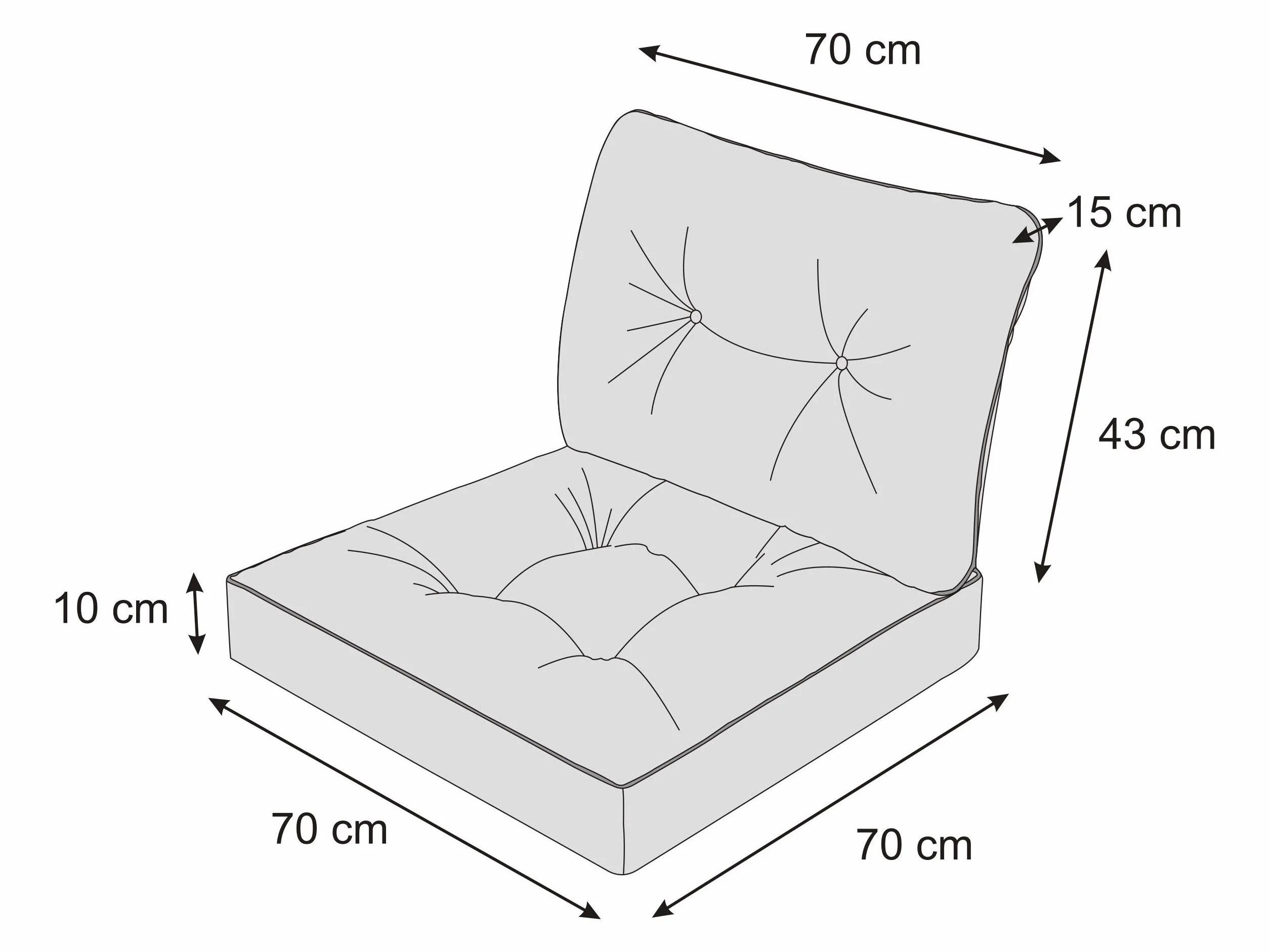 PillowPrim poduszka ogrodowa na meble rattanowe, poduszki ogrodowe, tapicerowane, dekoracyjne, poduszka, nakładka na meble rattanowe, poduszka zamienne do PE fotela rattanowego 70x70x42 Grafit