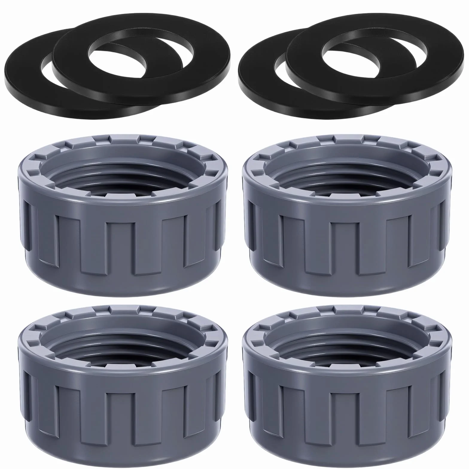 4 sztuki nakrętek gwintowanych PCW 32 mm, okrągły gwint wewnętrzny z 4 uszczelkami PVC zatyczki gwintowane tworzywo sztuczne nakrętka złączka węża wodnego do ogrodu, nasadka zaworu spustowego