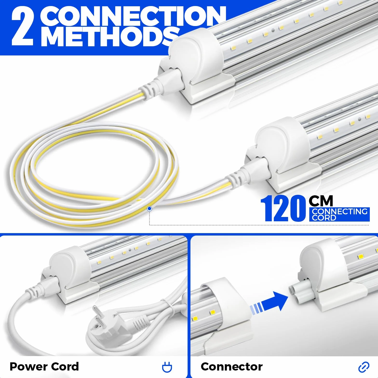 Barrina T8 LED Lampa do Roślin Pełne Spektrum, 59 cm, 5000K Zawieszane Oświetlenie Wzrostowe, 96 W (4 x 24 W), Łączone Paski Świetlne, Zestaw 4 szt