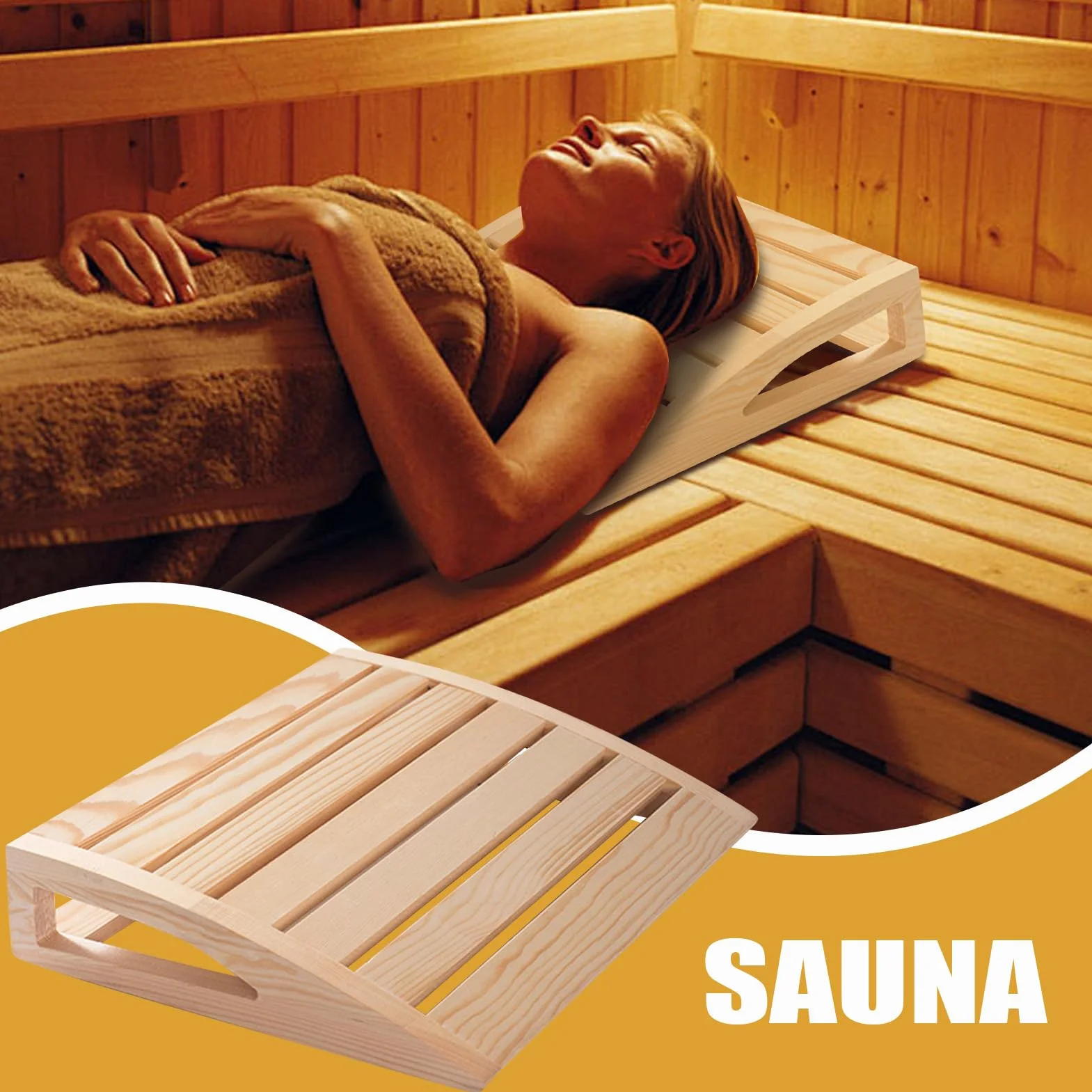 Drewniany zagłówek do sauny, ręcznie wykonana poduszka pod szyję, ergonomiczne wsparcie relaksacyjne, kompaktowe akcesorium do spa w łaźni parowej, idealna dla nastolatków, młodzieży, chłopców