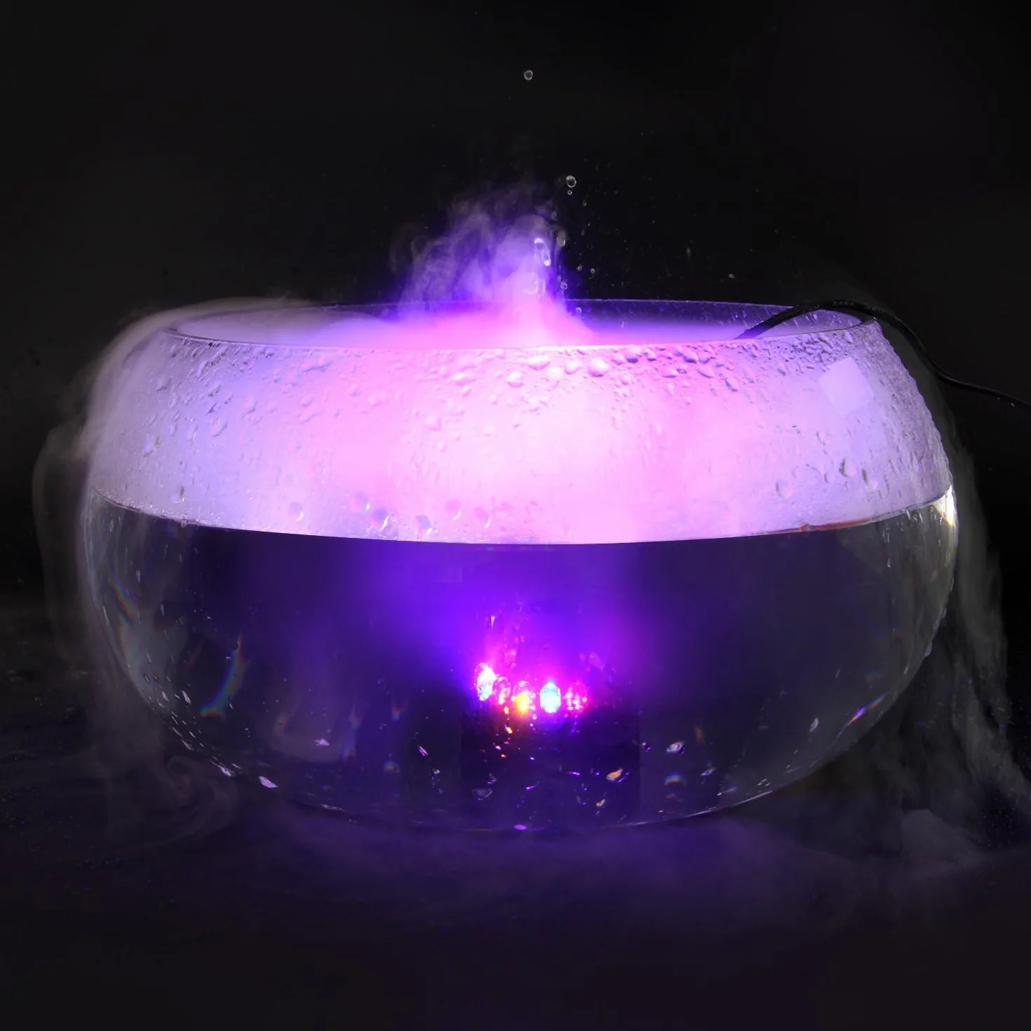 Mister Fogger, 12 LED Mini Maszyna do Mgły ze zmianą Koloru światła Fontanna Wewnętrzna Mist Maker Fogger Akcesoria do Fontann Wewnętrznych do Funkcji Wodnej Halloween Boże