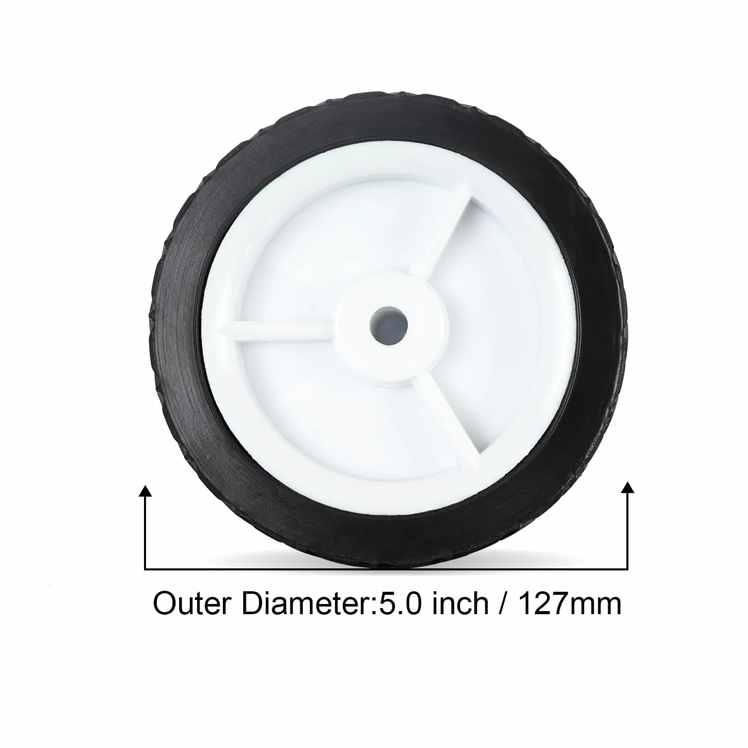 2 x gumowe kółko uniwersalne koło zapasowe 125 mm na wózek, średnica otworu osi 10,0 mm