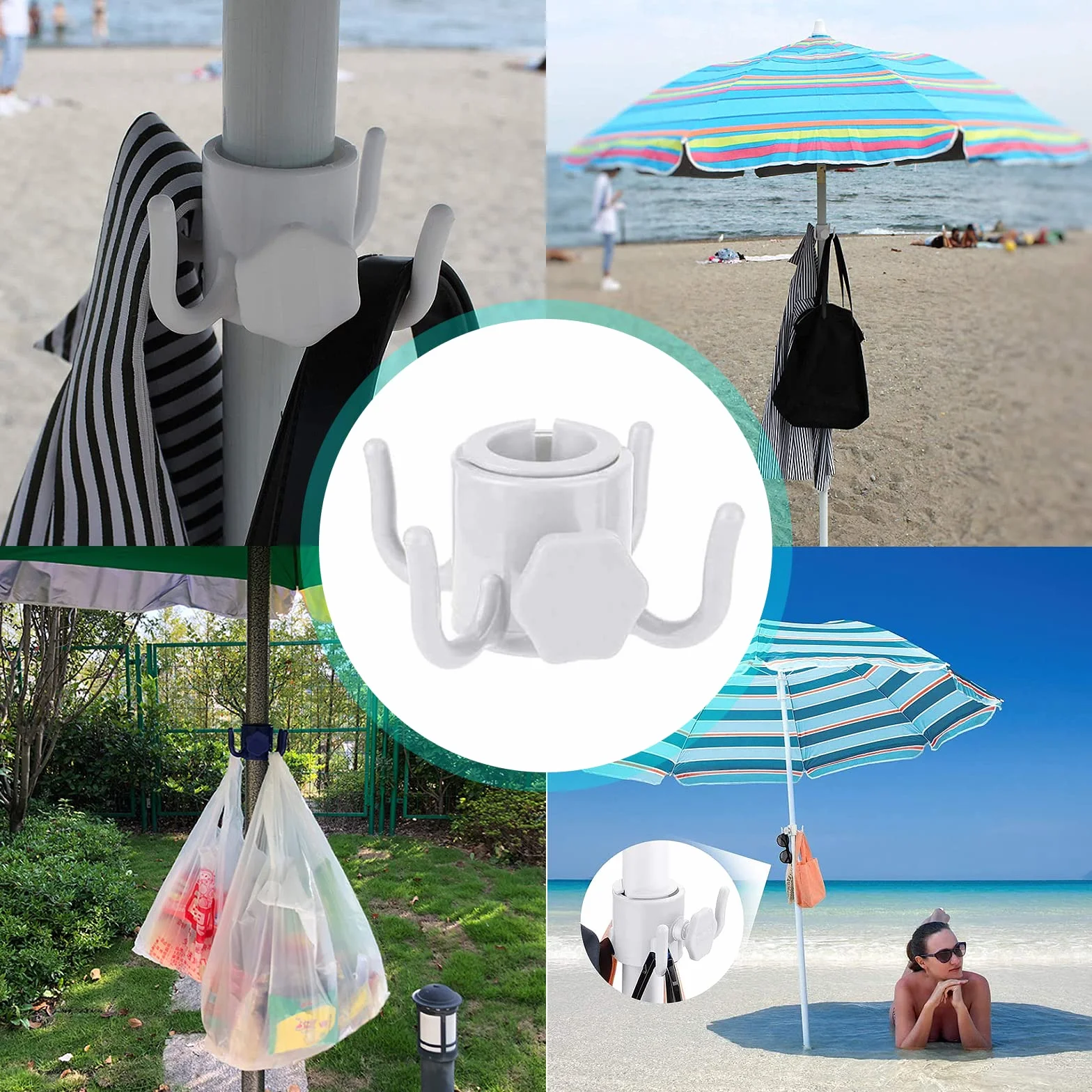 Uchwyt na parasol przeciwsłoneczny, regulowany uchwyt na parasol przeciwsłoneczny, regulowany uchwyt na parasol balkonowy, Ø 25-38 mm, stojak na parasole na balkon, taras lub stół, srebro