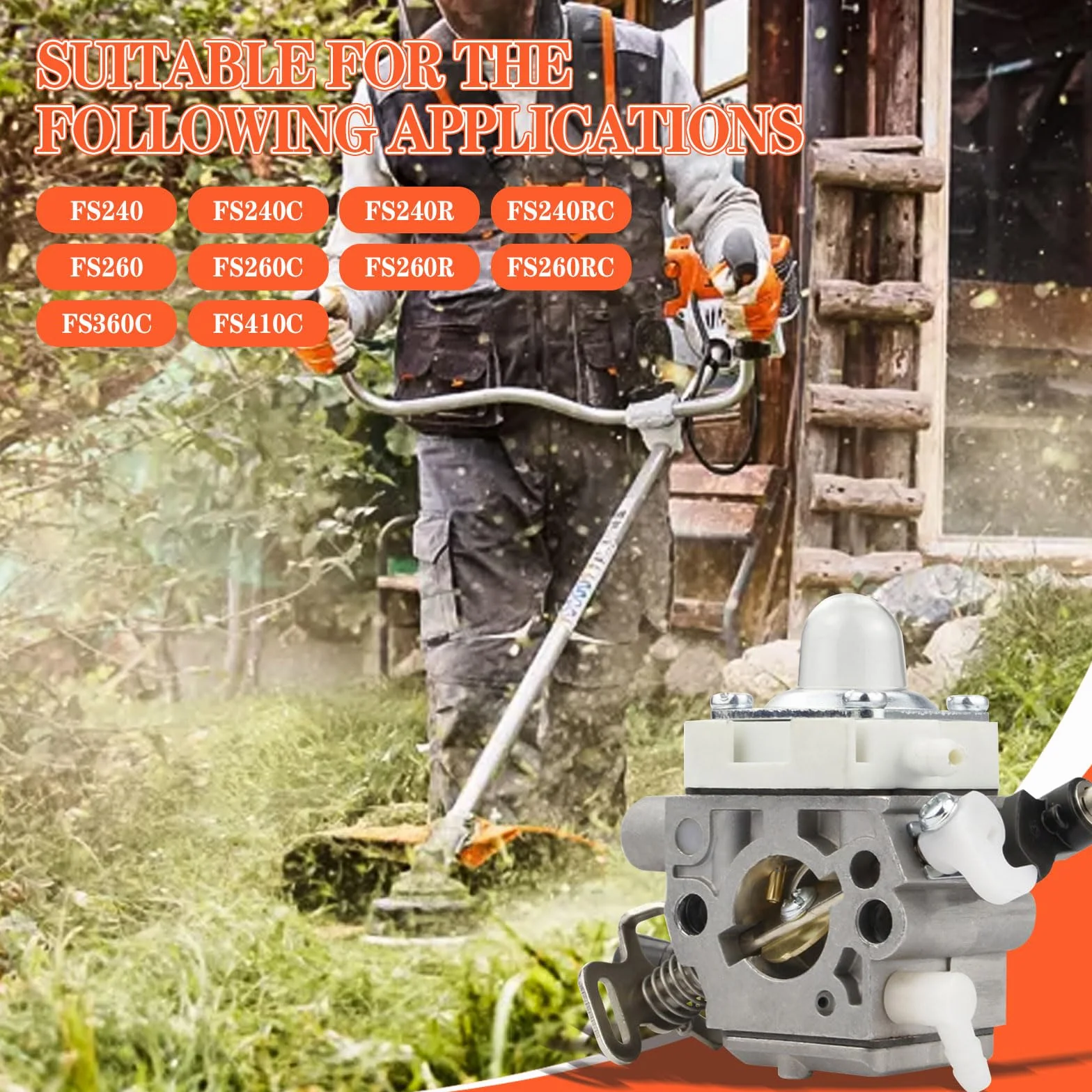 FS240 FS260 gaźnik, zestaw gaźnika 4147-120-0625 do Stihl FS240 FS240C FS240R FS240RC FS260C FS260R FS360C FS410C części do kosiarki do ścinania z filtrem powietrza 4147 141 0300