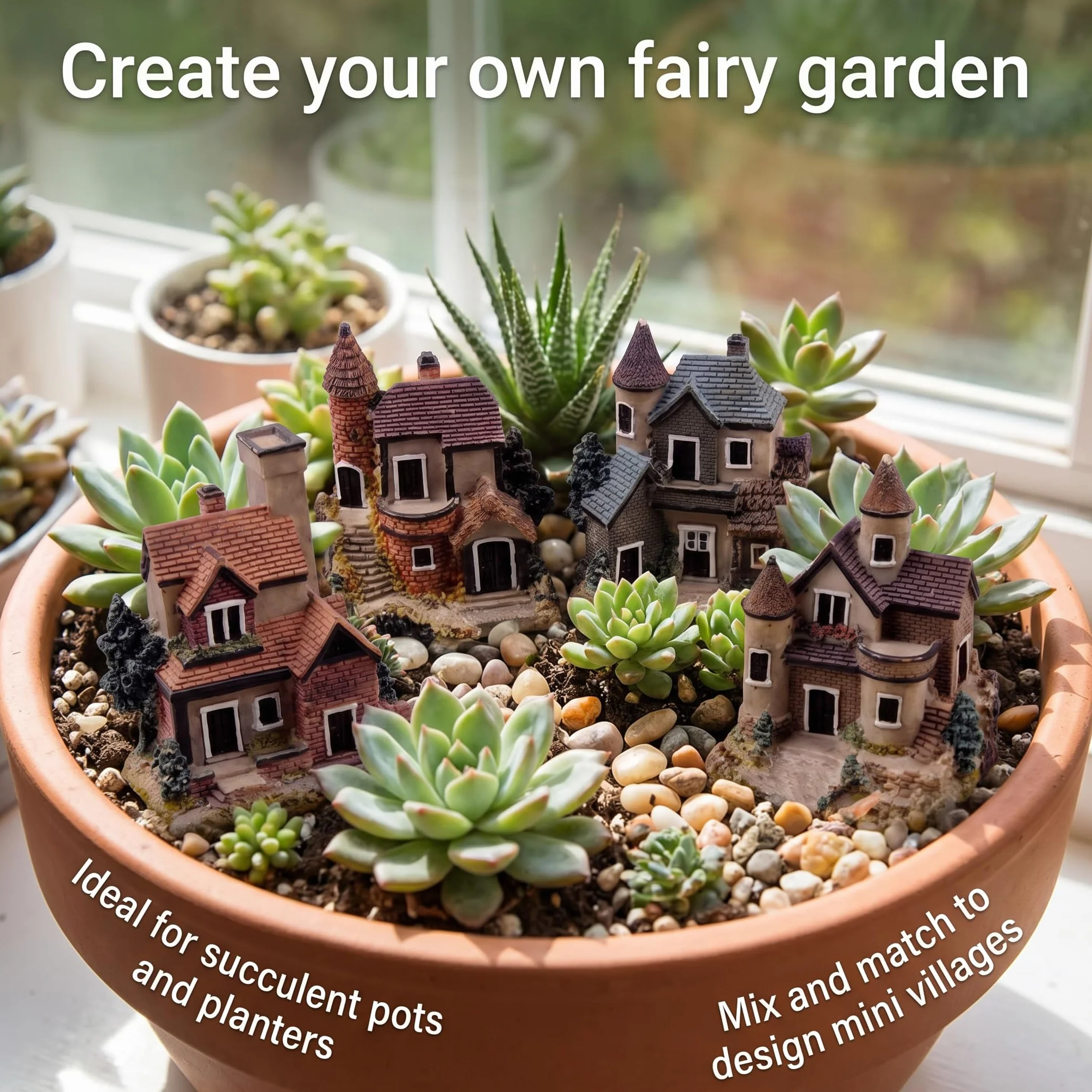 4 szt. miniaturowy dom bajka ogrodnictwo mikro krajobraz wioska kamień dom bonsai terrarium rzemiosło ozdoby akcesoria dekoracja domu żywica
