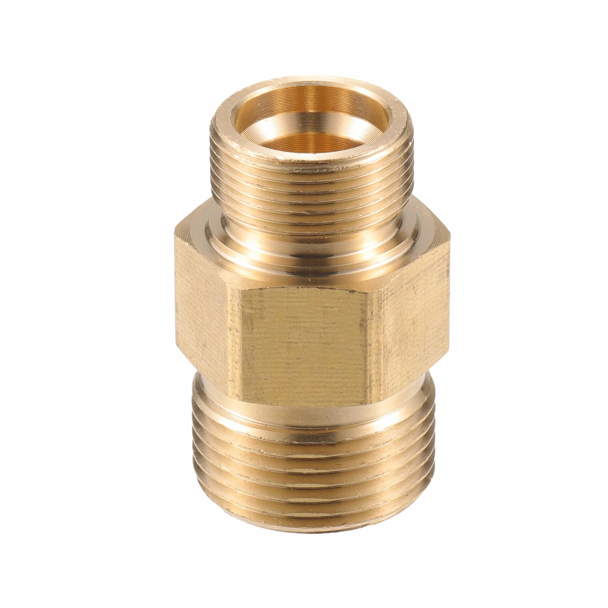 Złącze myjki wysokociśnieniowej, M18x1 do M22x1,5 męski adapter mosiężny śrubowy złącze węża uniwersalne do myjki wysokociśnieniowej szybkie połączenie mosiądz miedziany odcień