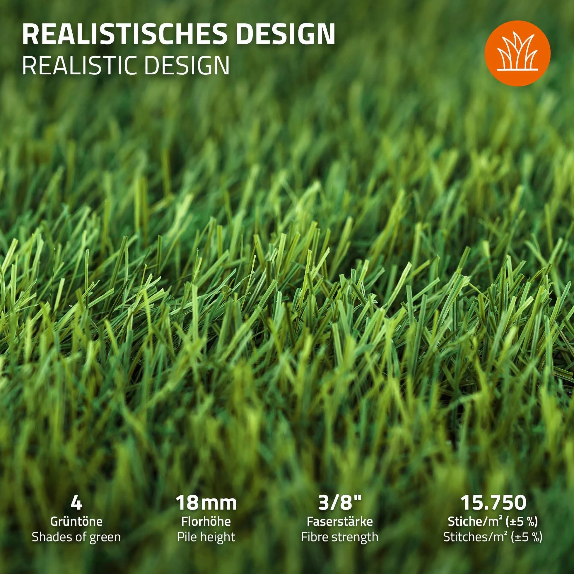 ECD Germany rolka sztucznej trawy 150x100 cm 1,5 m² zielony trawnik sztuczny dywanik trawnikowy na balkon taras ogród wodoprzepuszczalna UV 18 mm odporna na warunki atmosferyczne trwala i estetyczna