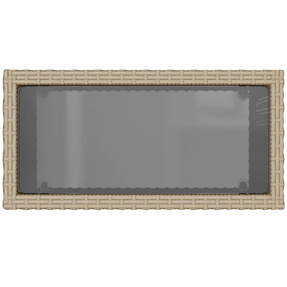 vidaXL Stolik ogrodowy ze szklanym blatem beżowy 58x27,5x55 cm