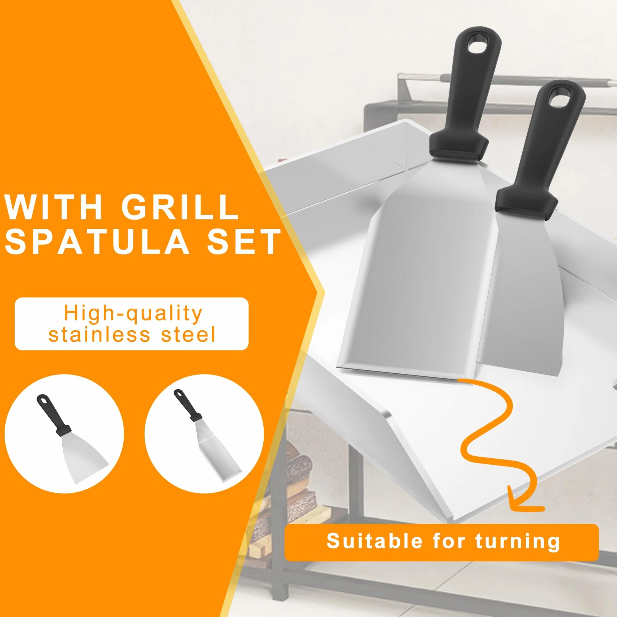 Aufun płyta grillowa ze stali nierdzewnej | 30x40x4 cm Uniwersalna BBQ plancha z zbieraczem tłuszczu | Płyta grillowa do grilla na gaz i węgiel drzewny | Akcesoria do grilla w zestawie 2 szpatułki