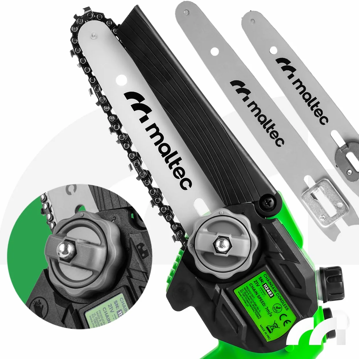 Maltec MasterCut akumulatorowa piła łańcuchowa bezprzewodowa 1000 W 21 V 6+8"