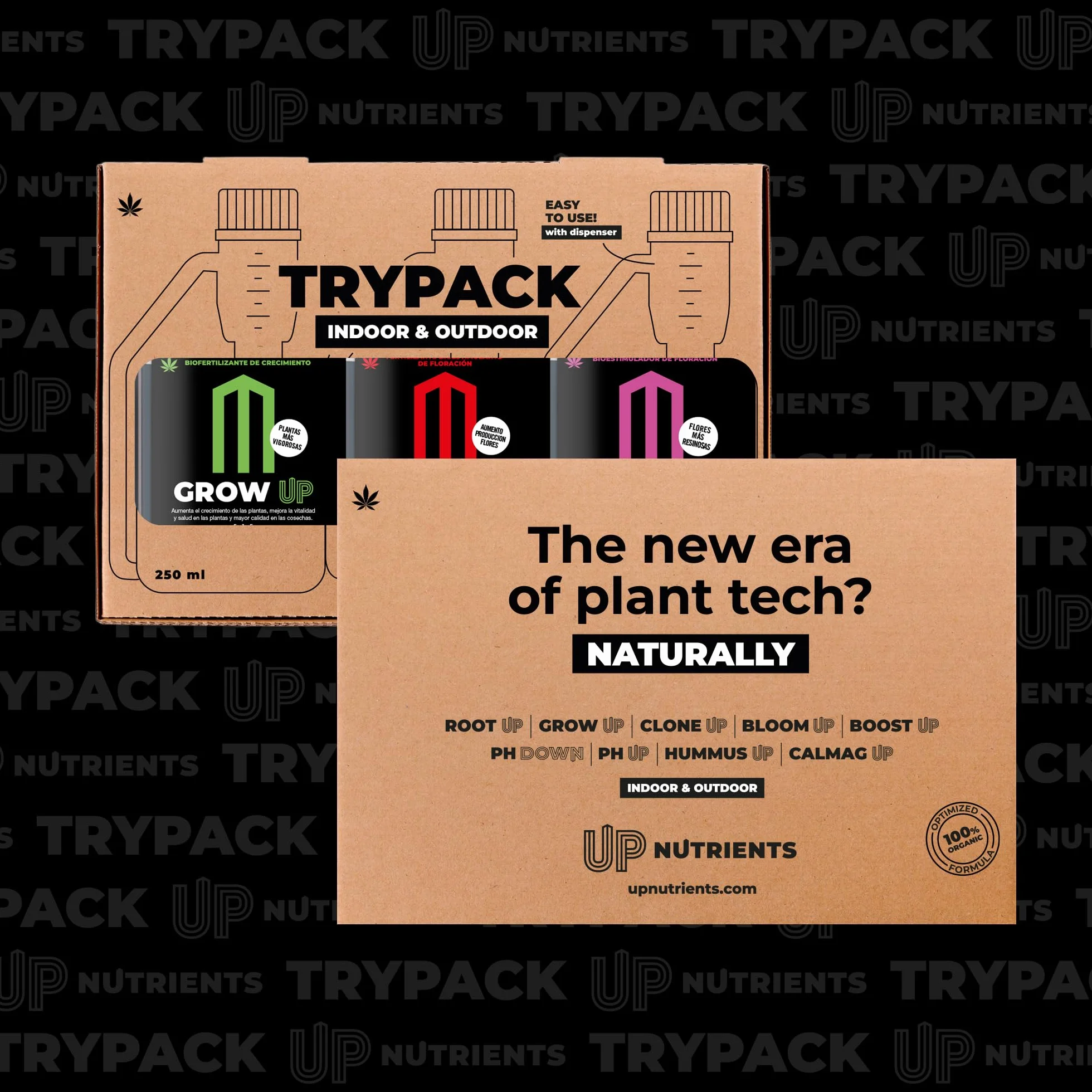 UP NUTRIENTS Trypack nawóz Grow, Bloom & Boost 250 ml | 100% nawóz organiczny do uprawy wewnątrz i na zewnątrz | ukorzenienie, wzrost i gęstość kwiatów | stymulator kwiatów i roślin