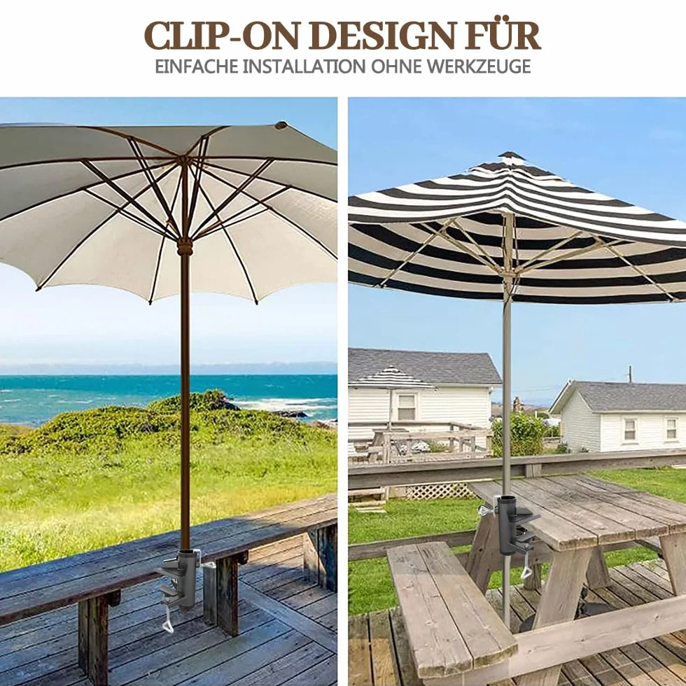 Anyingkai Zacisk do parasola tarasowego, uchwyt na parasol przeciwsłoneczny, uchwyt na balustradę, parasol balkonowy balustrady, stojak na parasol balkonowy (plama)