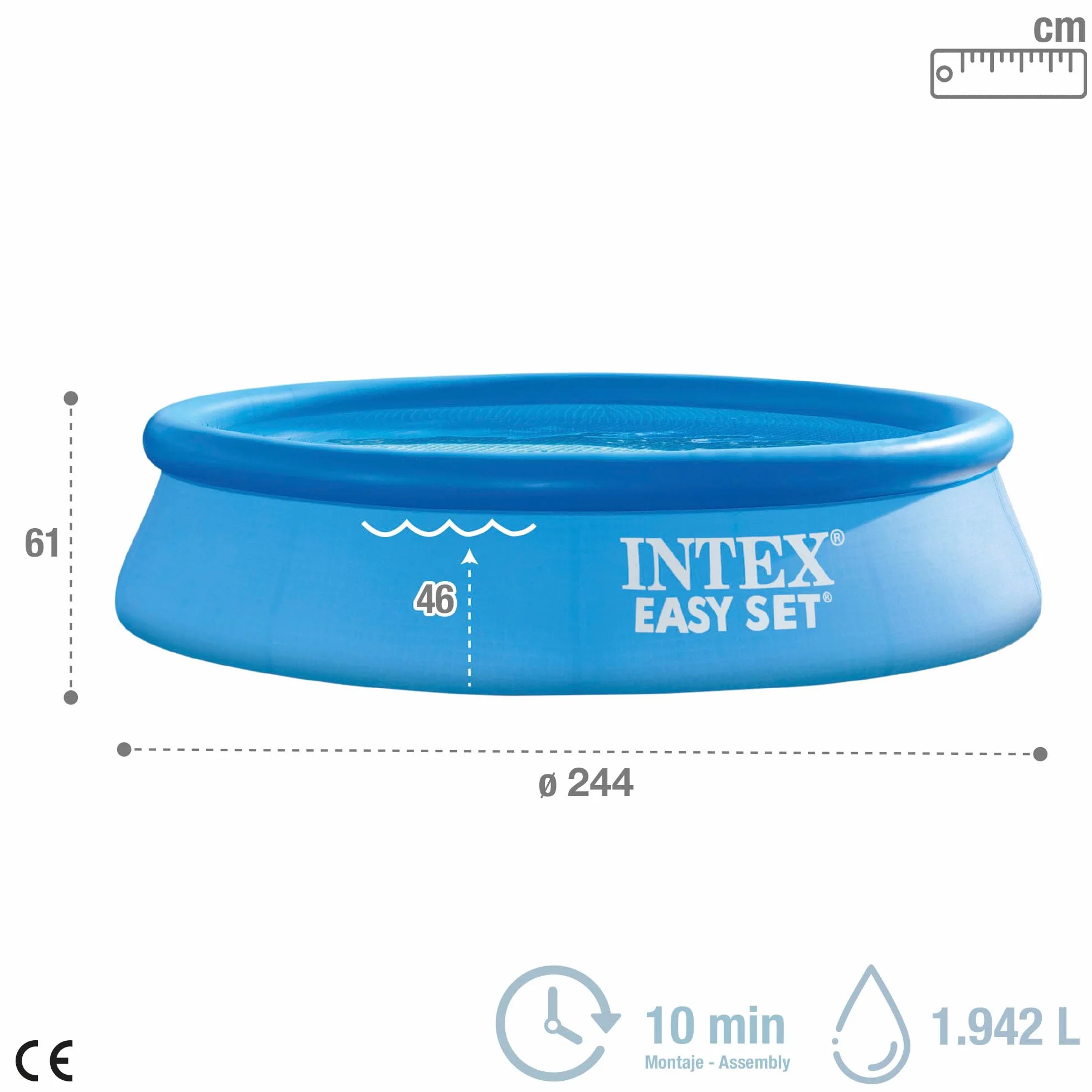 Intex Easy Set Basen Ogrodowy 244 x 244 x 61 cm Niebieski