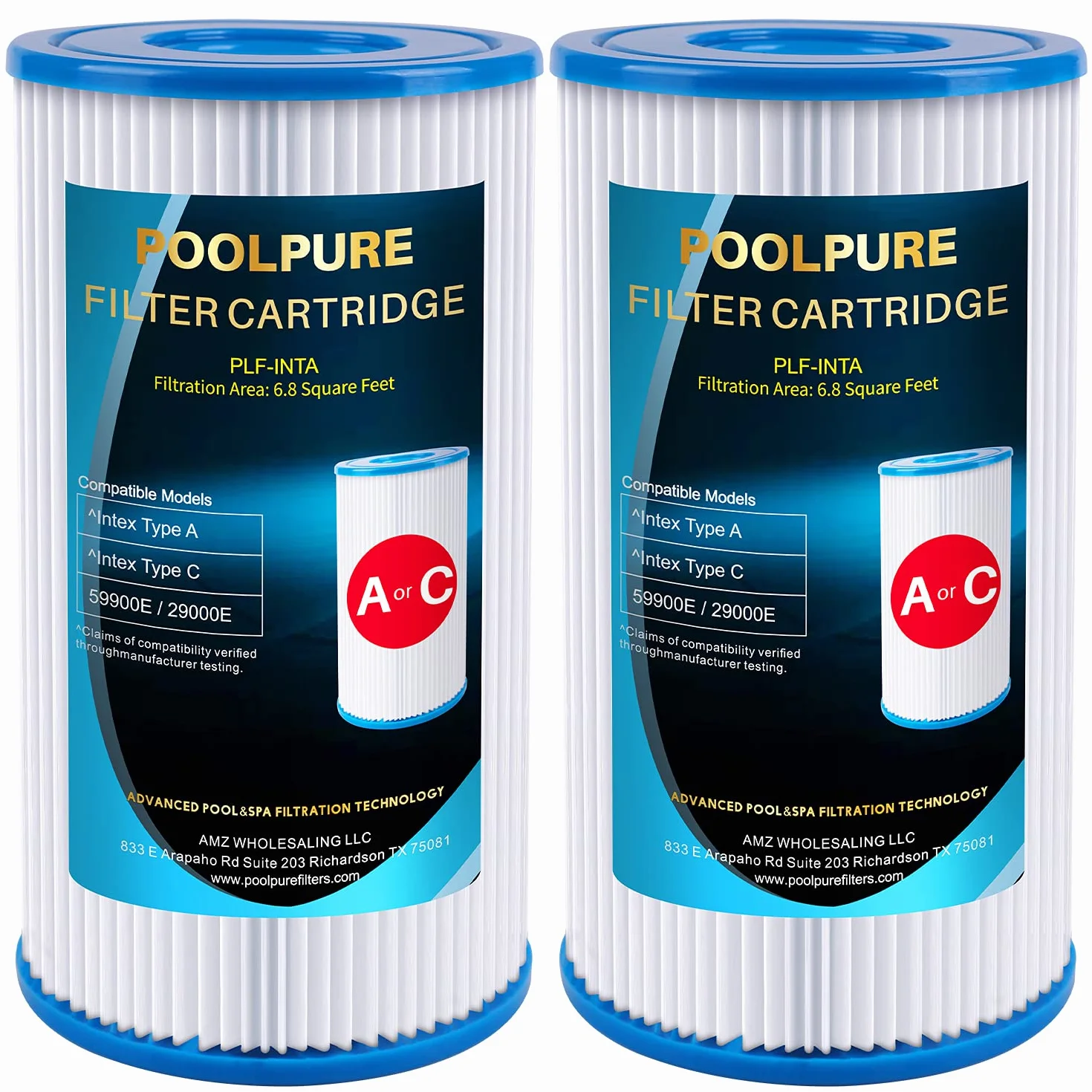 POOLPURE Wymienne filtry basenowe typu A C 29000E 59900E do pompy Intex 2 szt.