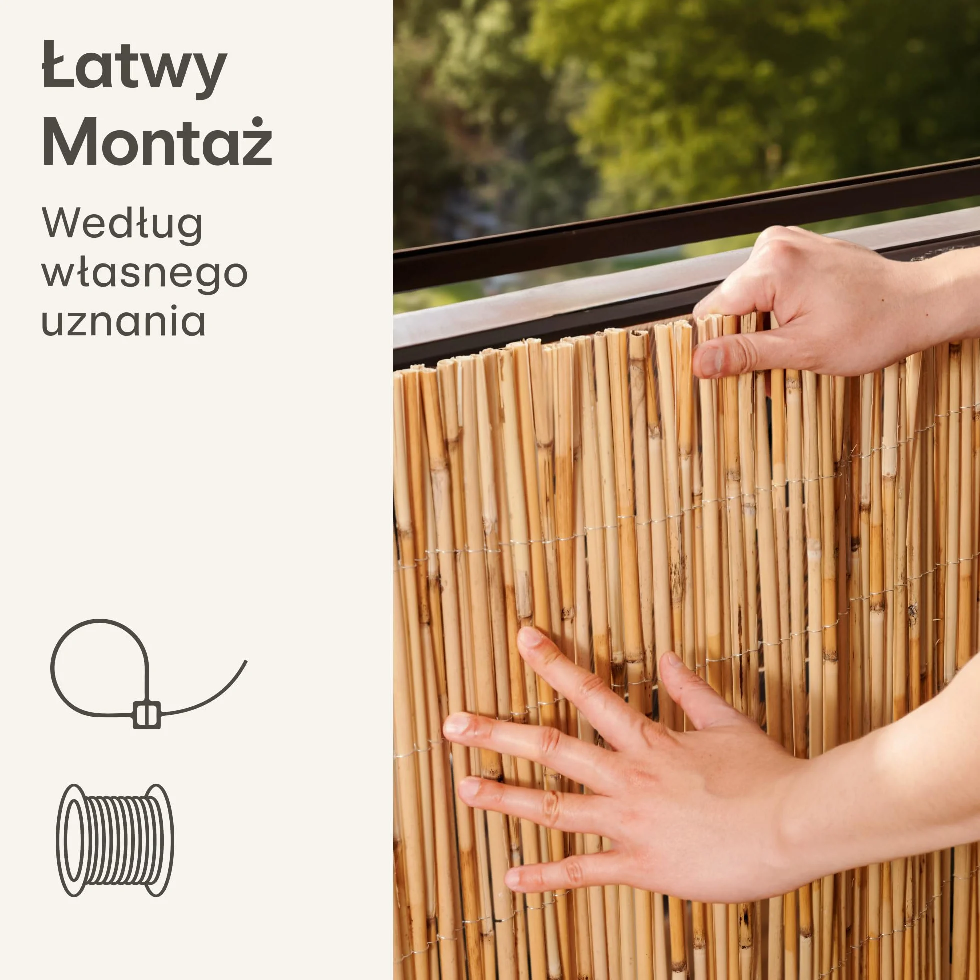 Praknu Osłona balkonowa z trzciny - Naturalna trzcina z certyfikatem FSC® - Wszechstronne zastosowanie wewnątrz i na zewnątrz - Idealna na balkony i do ogrodów - 100 x 300 cm