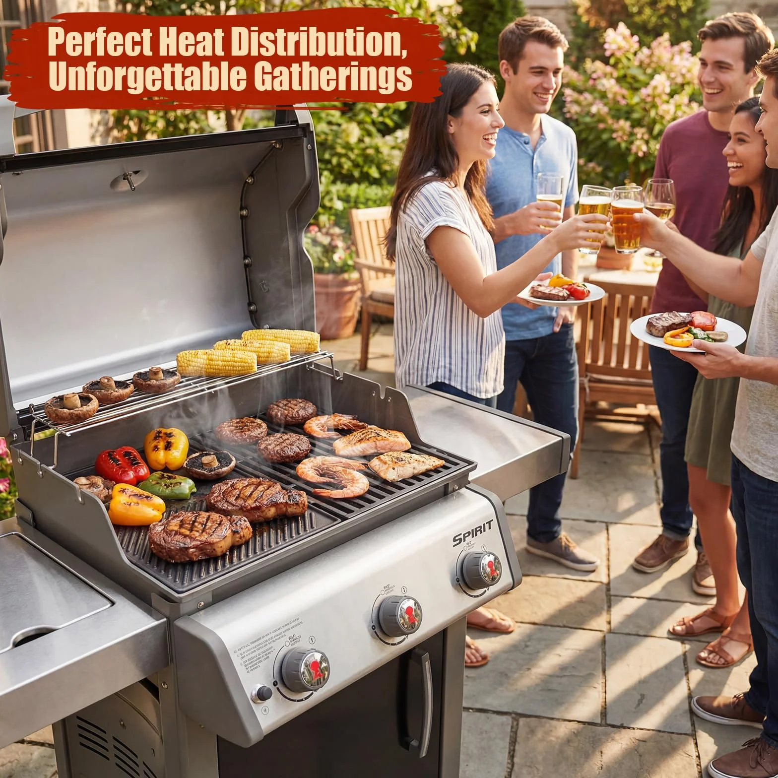Denmay 7638 żeliwna płyta grillowa 44,5 x 30 cm do Weber I & II Spirit E/S 310, 320, 330, Spirit E-310 Classic, 700, Genesis Silver