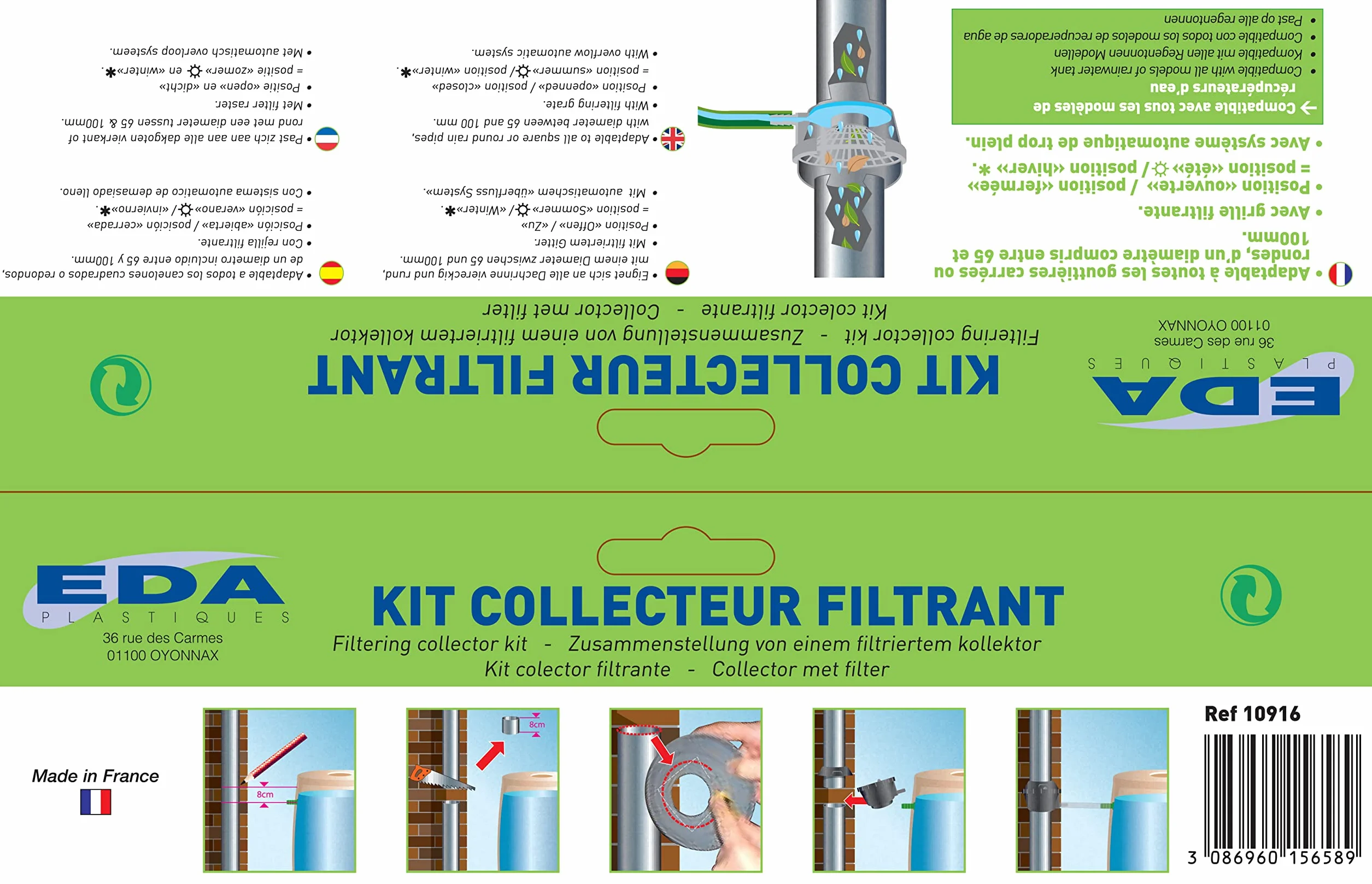Zestaw filtrów do wody deszczowej, uniwersalne dopasowanie