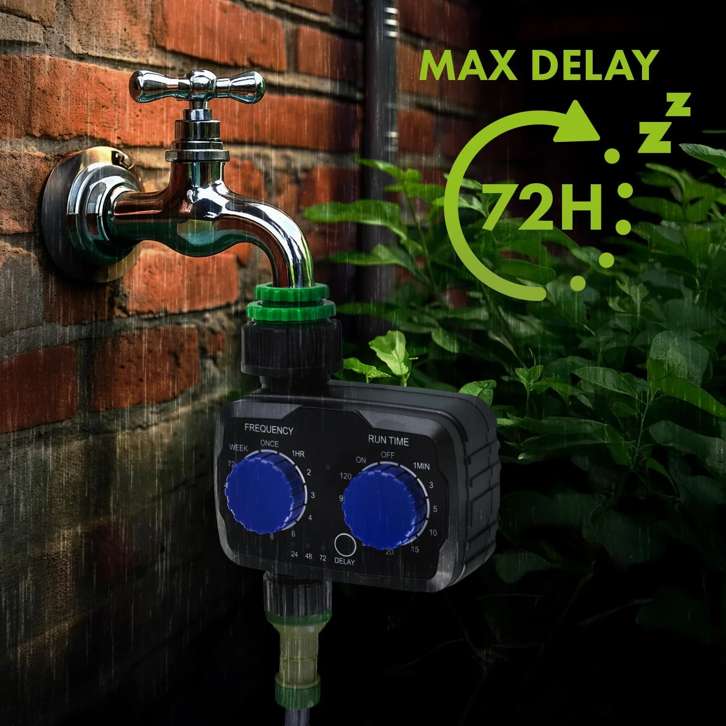 Green Blue Elektroniczny sterownik nawadniania IP55, regulowany czas i częstotliwość, zasilanie bateryjne
