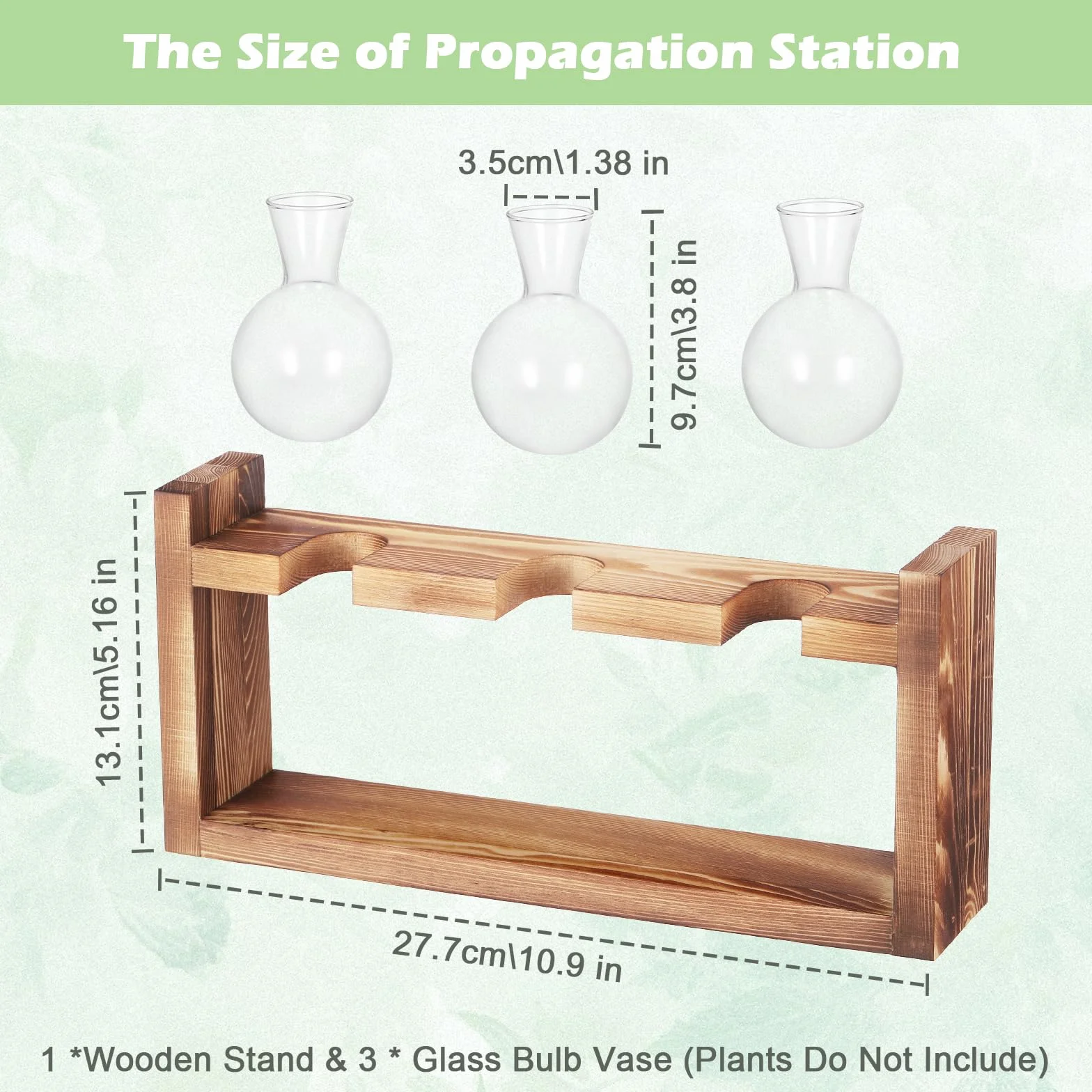 Fentar Stacja rozmnażania roślin, Terrarium Rośliny ekosystem z wtyczką i drewnianą podstawą, moda przezroczyste szkło terrarium, hydroponic szklane doniczki dekoracyjne kryty (kulisty)