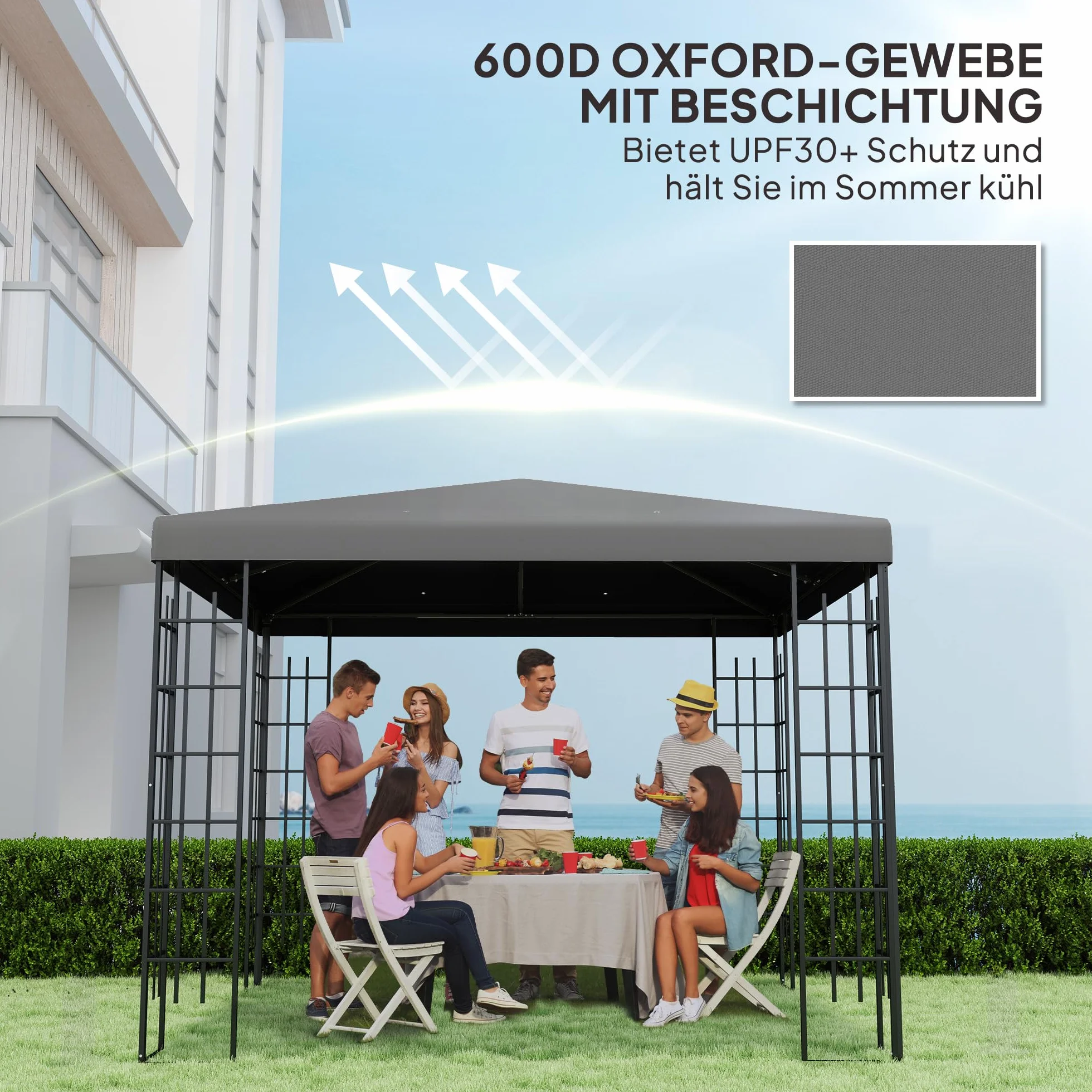 Outsuuny dach zapasowy do pawilonu ogrodowego, 3 x 3 m, wodoszczelny, zapasowy pokrowiec do pawilonu ogrodowego, części zamienne z tkaniny Oxford, 370 g/m², ciemnoszary