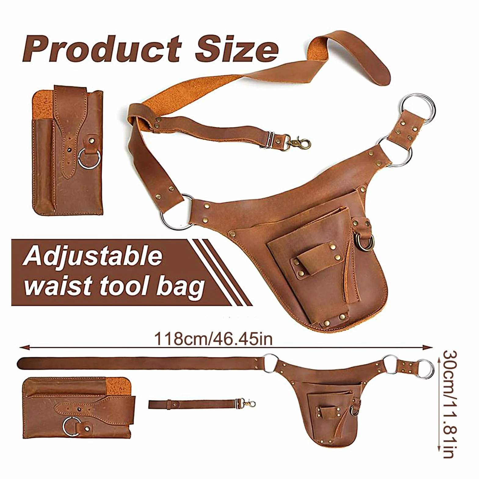 Garden Tool Belt Organizer Multi Pocket Waist Pouch Oxford Fabric Adjustable Strap Hands Free Storage