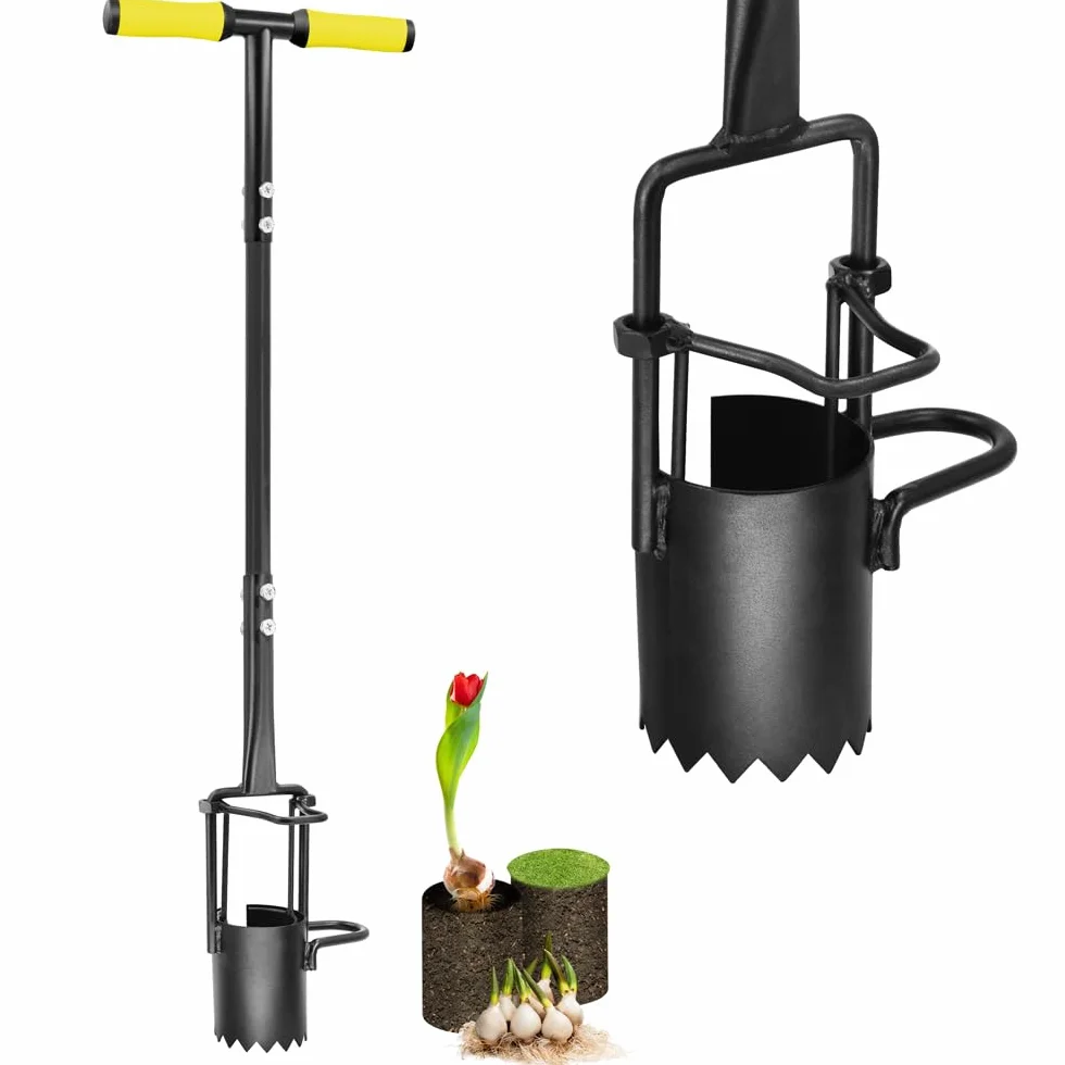 Colwelt Blumenzwiebel-Pflanzwerkzeug, Langer Griff, gezackter Boden, Blumenzwiebelpflanzer mit weichem Griff, robuster Sodenstopfer für Tulpen, Iris, Narzissen