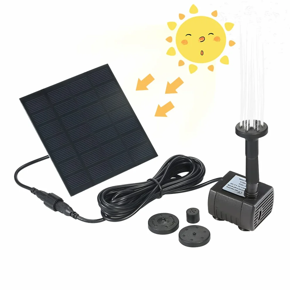 Decdeal Solarna pompa wodna 7 V, 7 V, długość kabla 300 cm, maksymalny przepływ 150 l/h, nadaje się do użytku na zewnątrz, do ogrodu