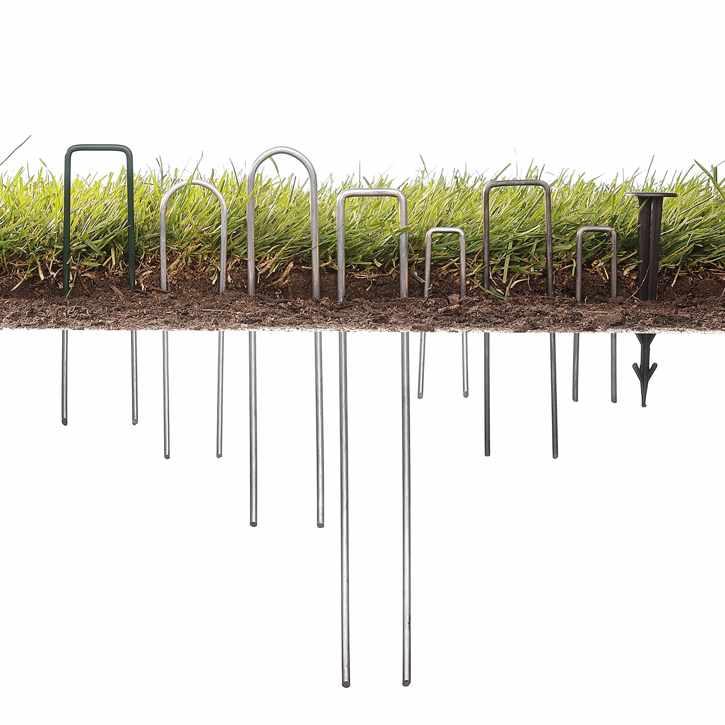 GardenMate Zestaw 50 x 150 mm ocynkowane stalowe kołki zabezpieczające w kształcie litery U o grubości 2,9 mm