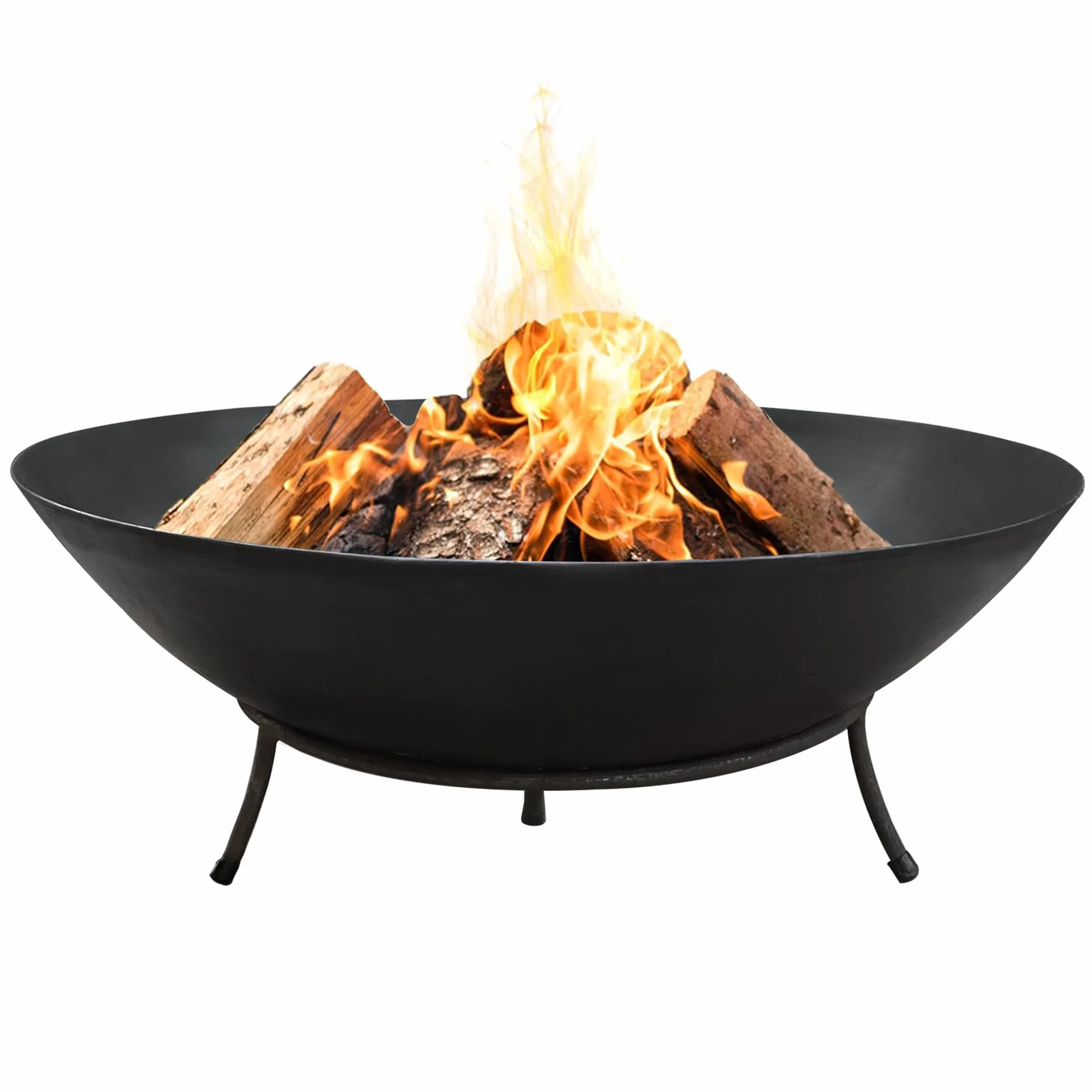 Köhko miska paleniskowa & Pit Kup Fire Bowl Marbela ok. 50x50x24 cm ze stali z 3 nóżkami do BBQ, Camping, ognisko ogrodowe na węgiel drzewny lub drewno z podstawką