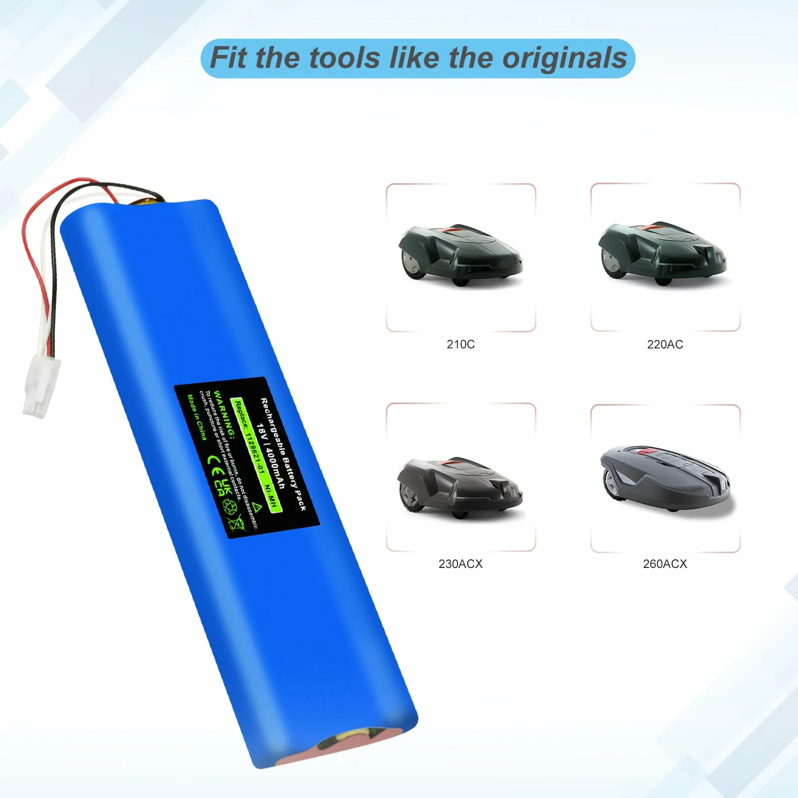 18 V 4000 mAh NI-MH akumulator zastępczy do kosiarki Husqvarna Automower 210AC, 210C, 220AC, 230ACX, 260ACX, G2 2004-2006, SH Solar Hybrid