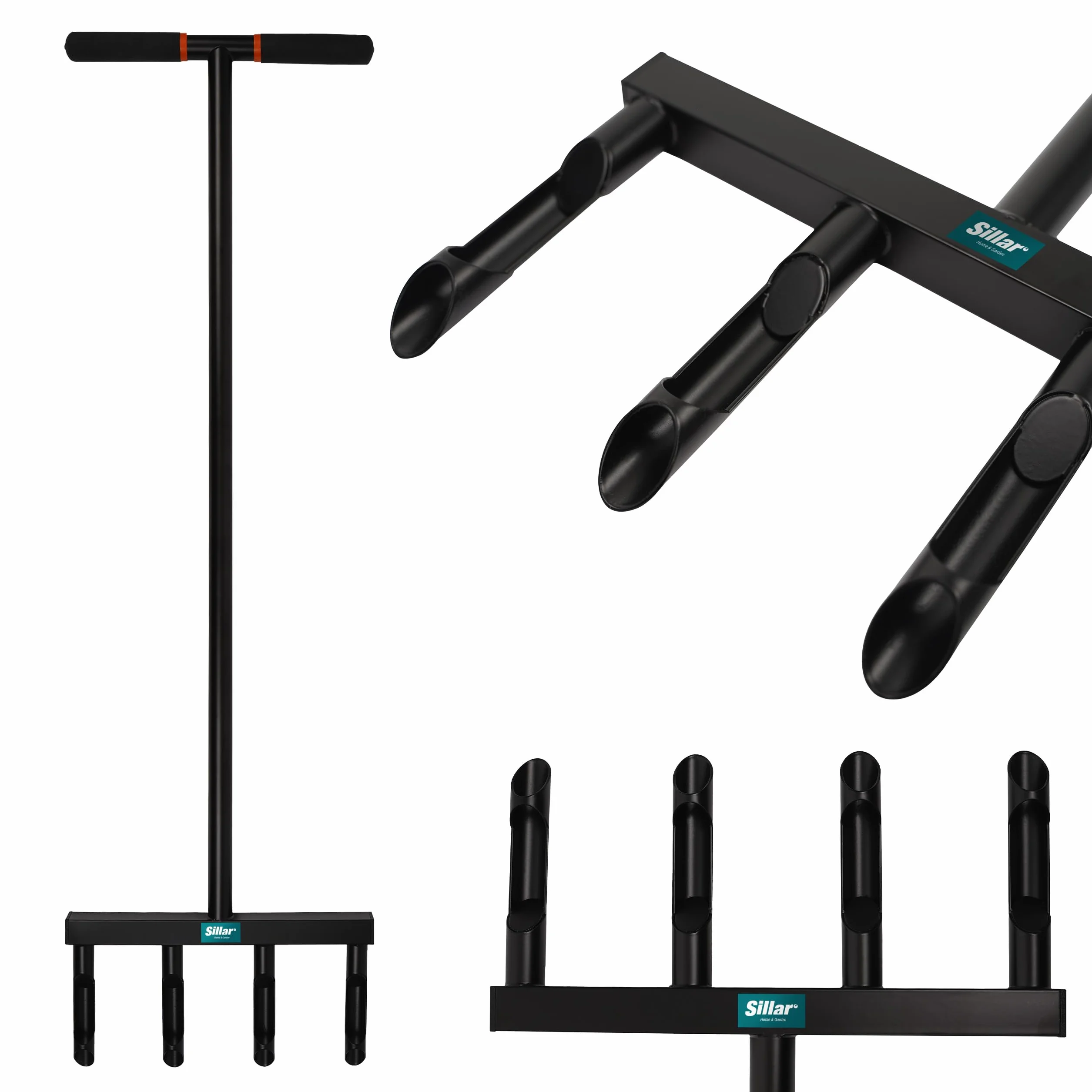 Sillar Napowietrzacz do trawnika ręczny stal węglowa 4 kolce 12 cm 103 cm uchwyt T