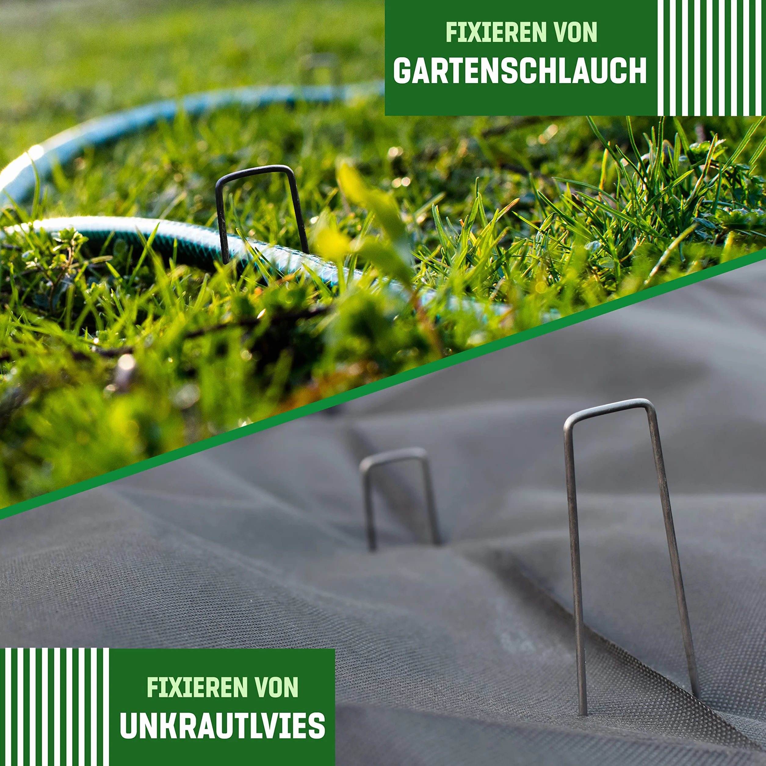 GardenGloss® Kotwy Gruntowe ze Stali, Nieocynkowane (50 Sztuk) – Solidne Kotwy do Agrowłókniny, Ogrodzenia i Siatki – 150 mm Długości, 25 mm Szerokości, Ø 2,7 mm
