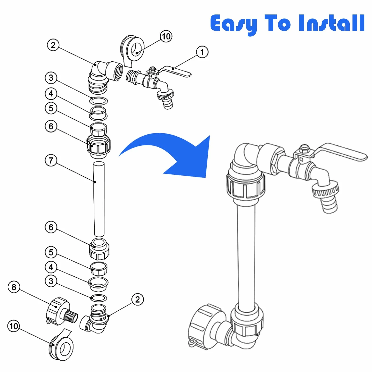 Mosiężny Kran IBC 3/4" S60x6 Adapter Odpływowy do Zbiornika na Wodę Deszczową 1000l