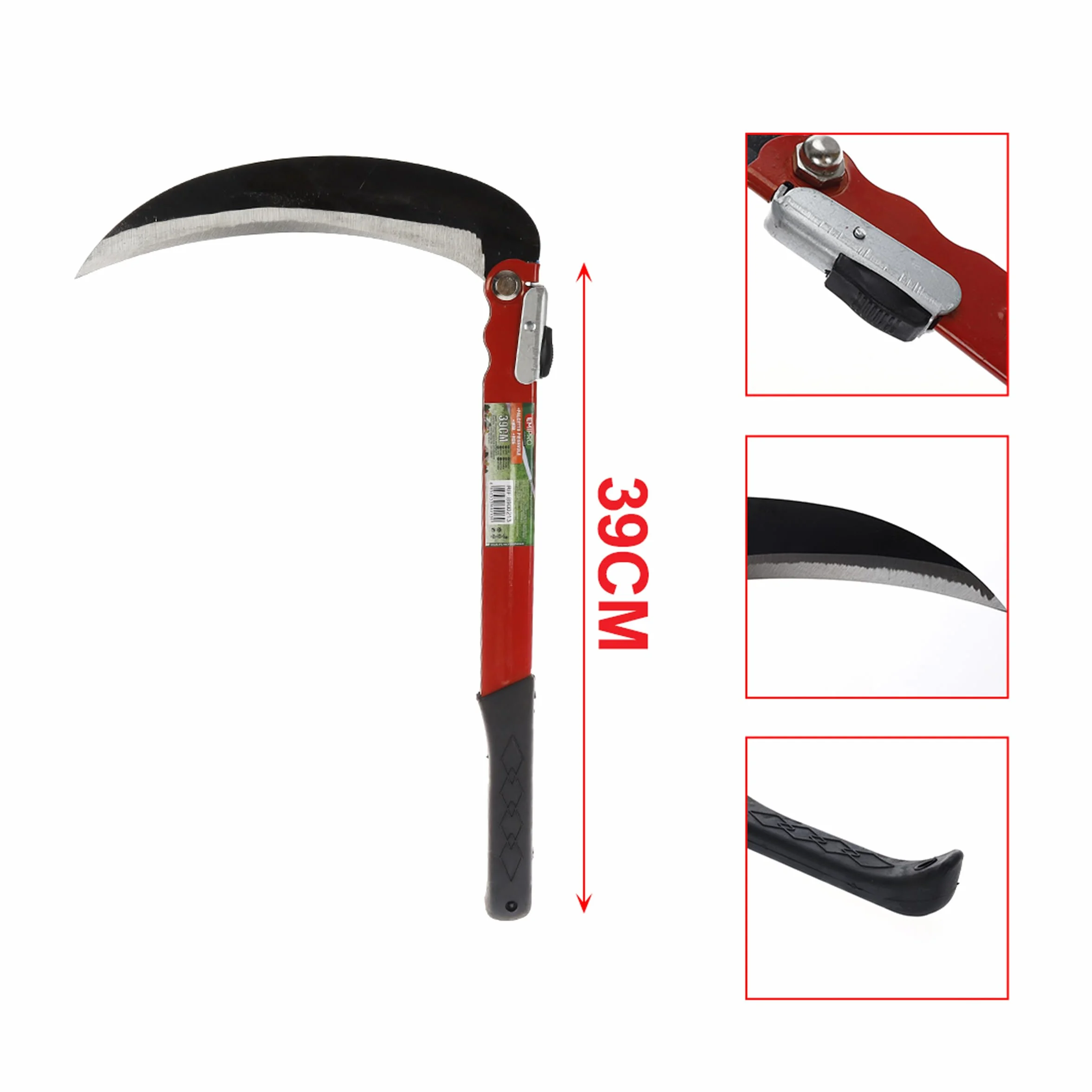 Składana kosa 39 cm ostrze 24 cm, wysokie ogrodnictwo uniwersalne, sierp chwastów do pielenia, sierp bezpieczeństwa przenośne narzędzia awaryjne