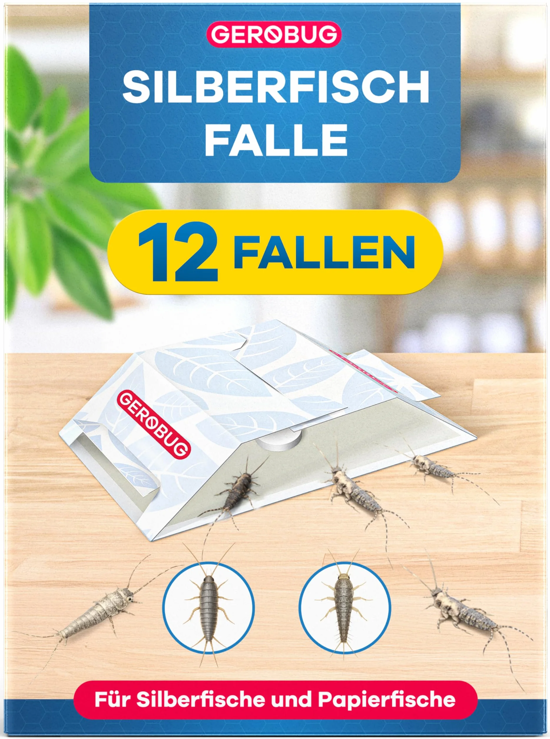 Pułapka na rybiki Gerobug 12 sztuk, klej z nietoksycznym środkiem wabiącym