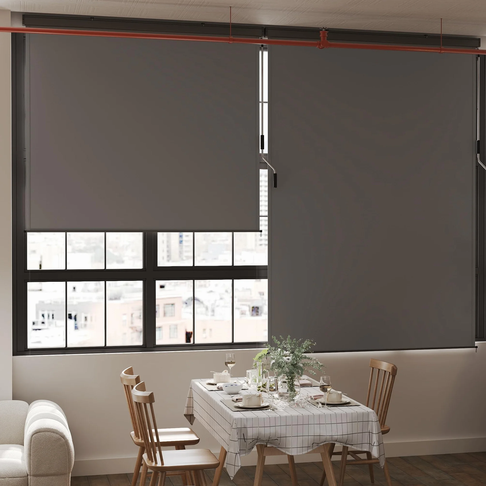 Aufun Markiza pionowa, wysuwana, 120 x 250 cm, ochrona przed wiatrem, aluminiowa, z korbą, ochrona przed słońcem, ochrona przed wzrokiem, na balkon, taras, do ogrodu, jasnoszara