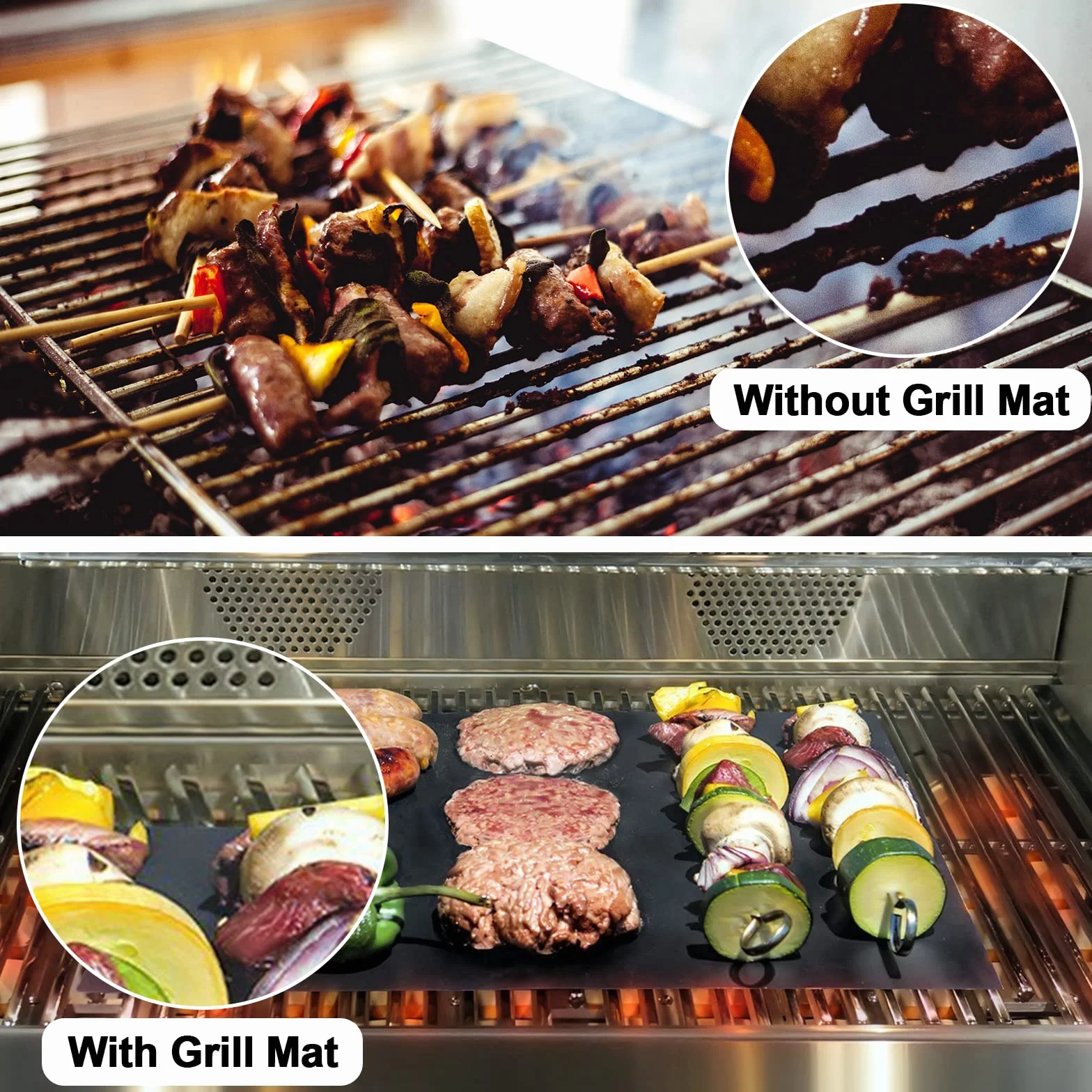 Mata do grilla gazowego, 5 sztuk, nieprzywierająca mata do pieczenia, wielokrotnego użytku, akcesoria do grilla na węgiel drzewny, elektryczny grill stołowy, piekarnik, nie zawiera PFOA