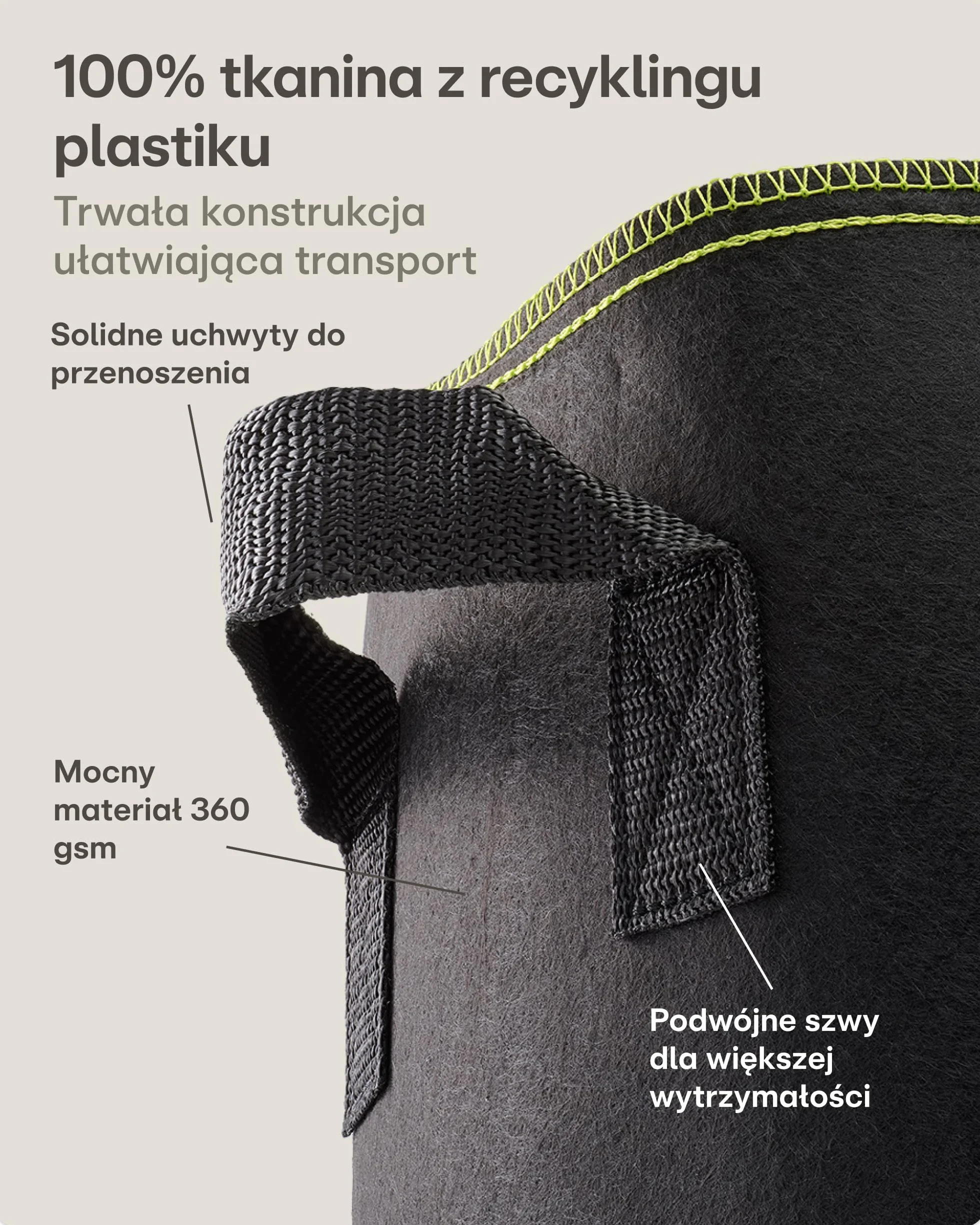 Worek do sadzenia 60L, 3 torba na rośliny z etykietami, z uchwytem