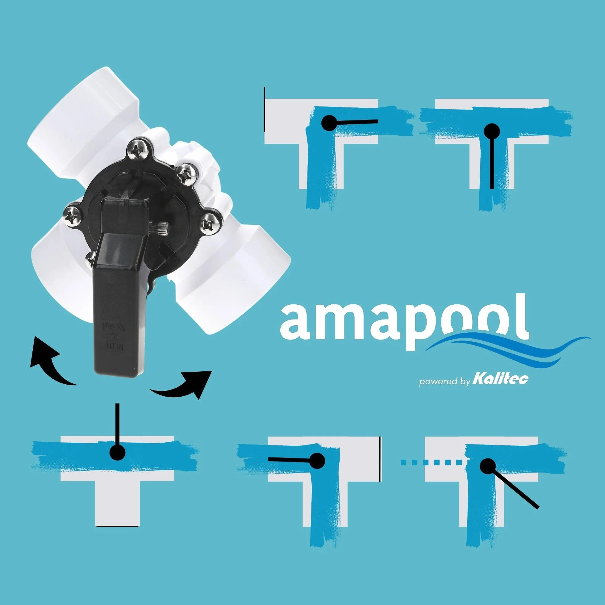 Amapool Zestaw Bypass Basen 12 Sztuk - 3-Drożny Zawór Basenowy