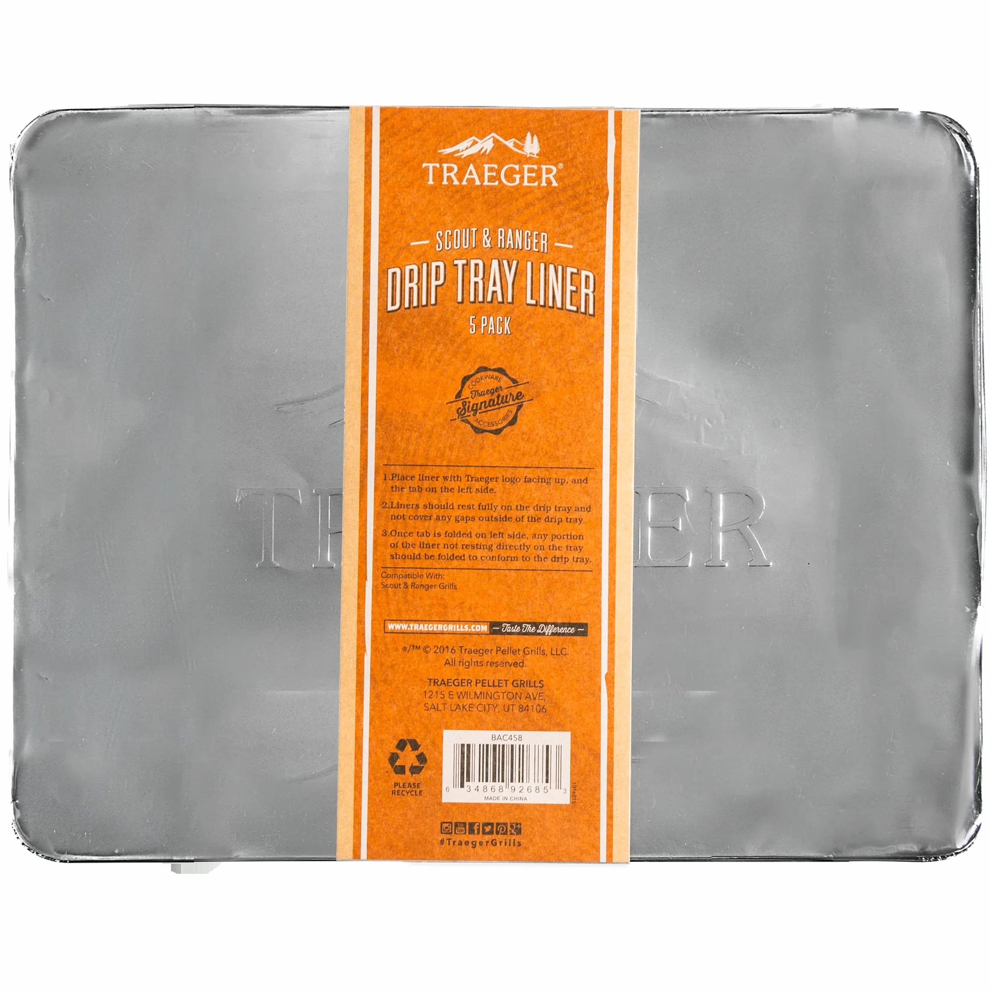 Traeger BAC458 wkładka do tacy ociekowej 5-pak dla Ranger and Scout przenośny grill na pellet drzewny i wędzarnia