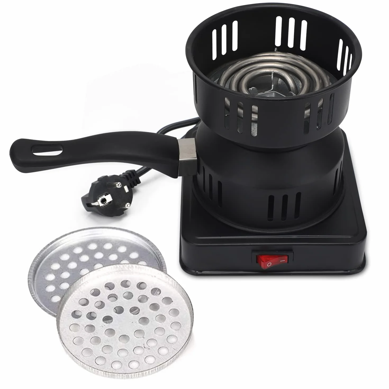 Gohytal Podpałka do węgla drzewnego, podpałka do węgla drzewnego, piec na węgiel drzewny, podpałka do grilla z długim kablem, 450–600 W, elektryczny grill na węgiel drzewny