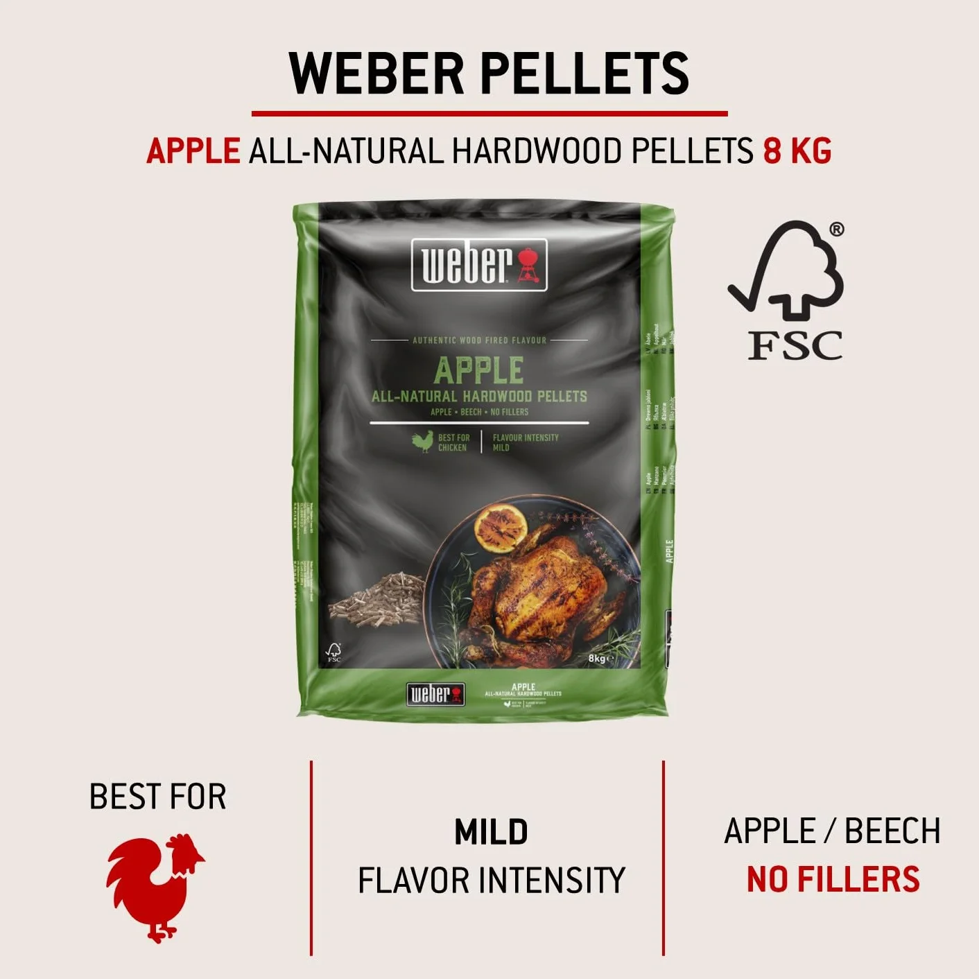 Weber pellety z drewna jabłkowego do grilla na pellet 100% naturalne